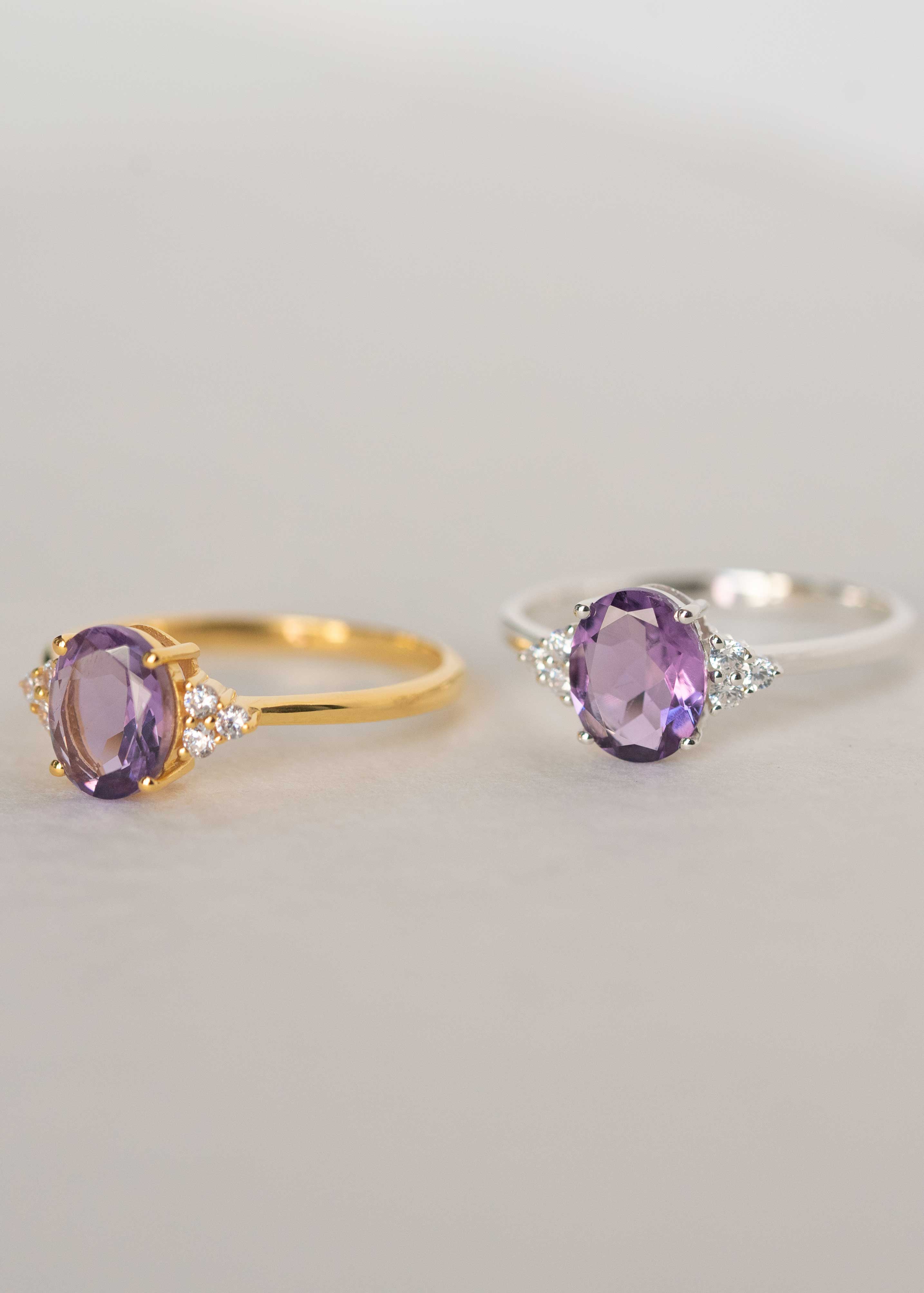 Amethyst ring February Birthstone Natural Genuine Gemstone Engagement Rings for Women
