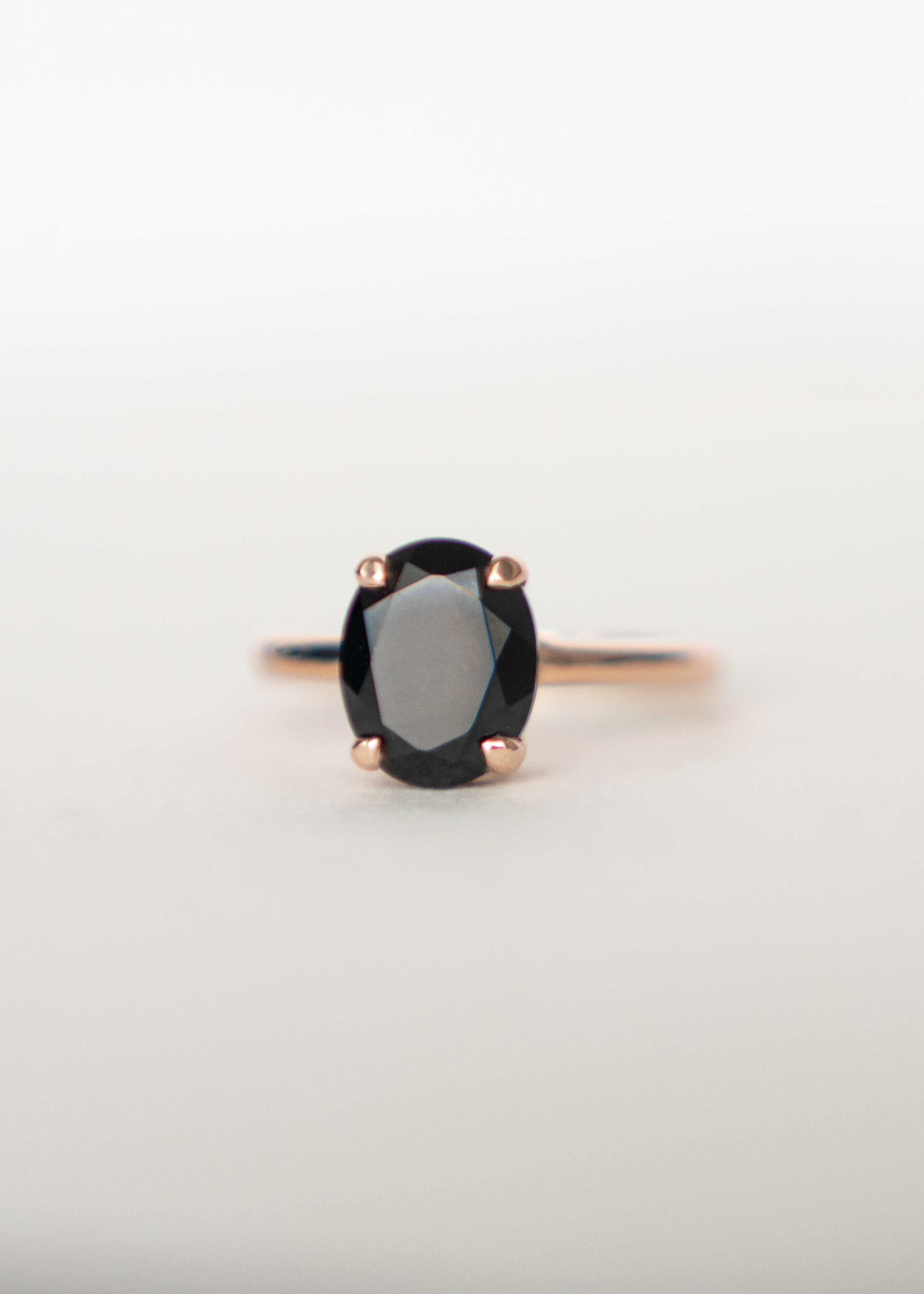 Black Onyx Gemstone Natural Genuine Rose Gold Large Statement Rings gifts for women