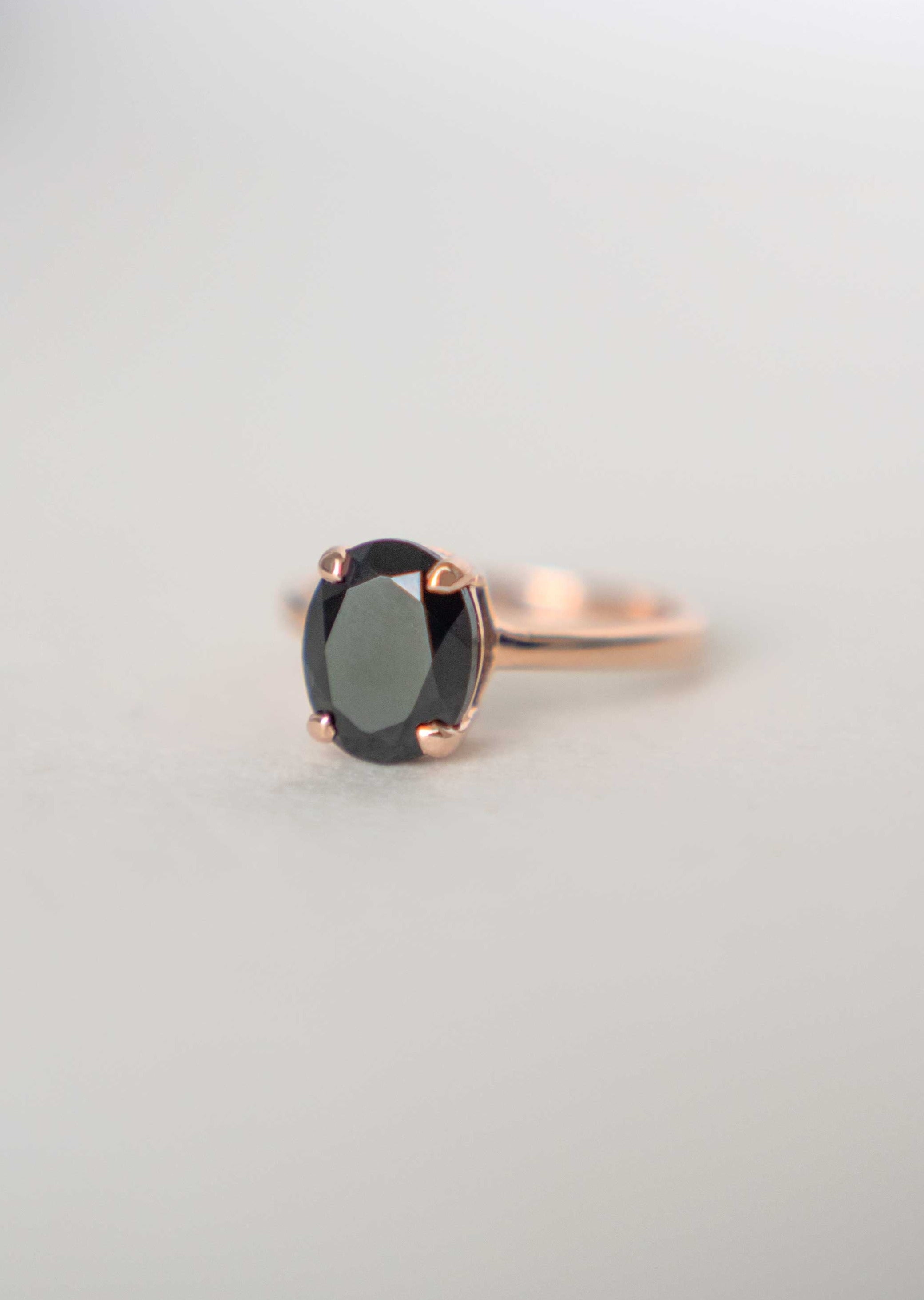 Black Onyx Gemstone Natural Genuine Rose Gold Large Statement Rings gifts for women