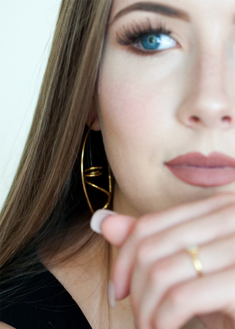 Geometric Gold Earrings large hoops modern statement