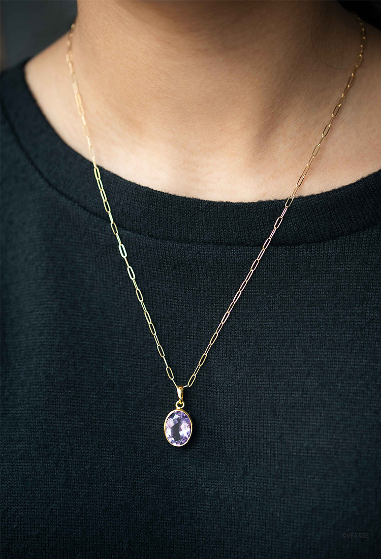 Amethyst necklace pendant gold women's February birthstone gifts for her