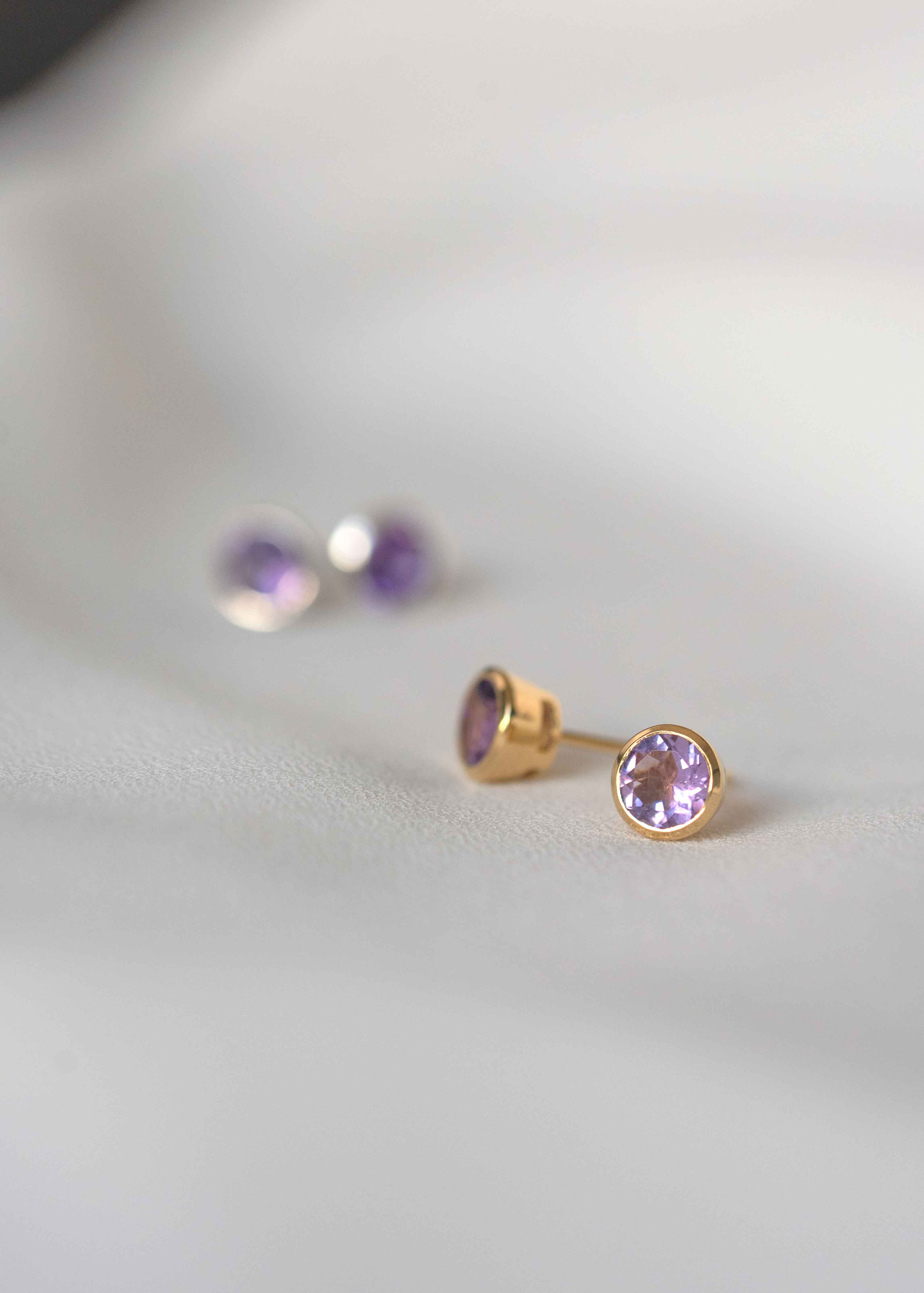 amethyst gold studs February birthstone gifts for girls 