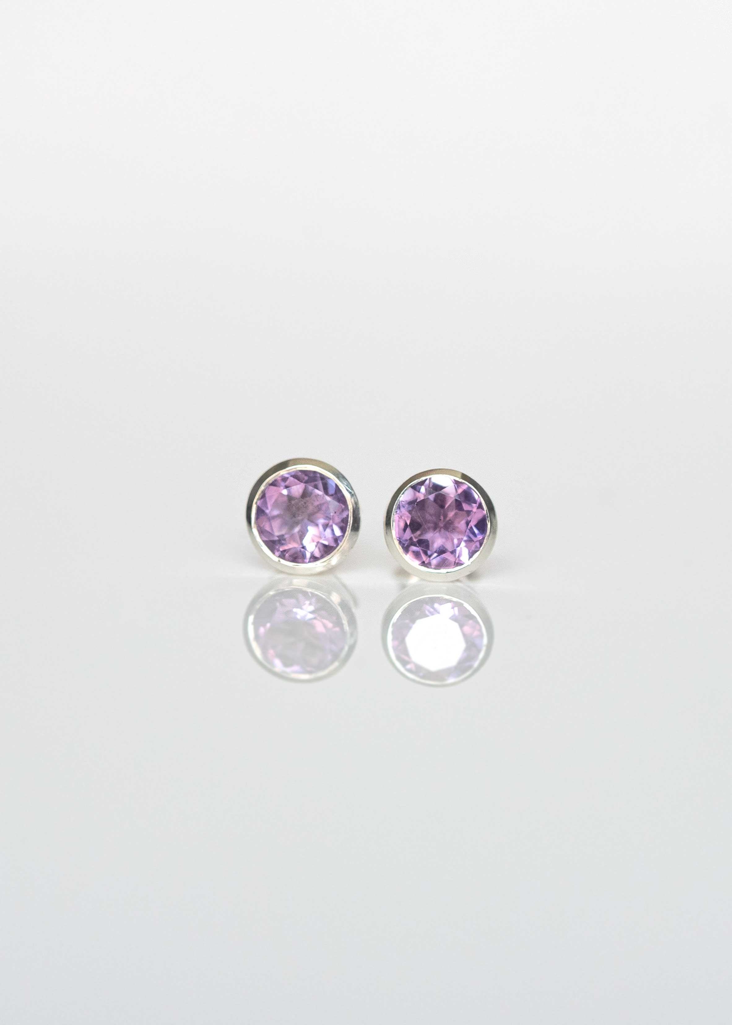 Amethyst Stud Earrings February Birthstone Birthday Gifts for women