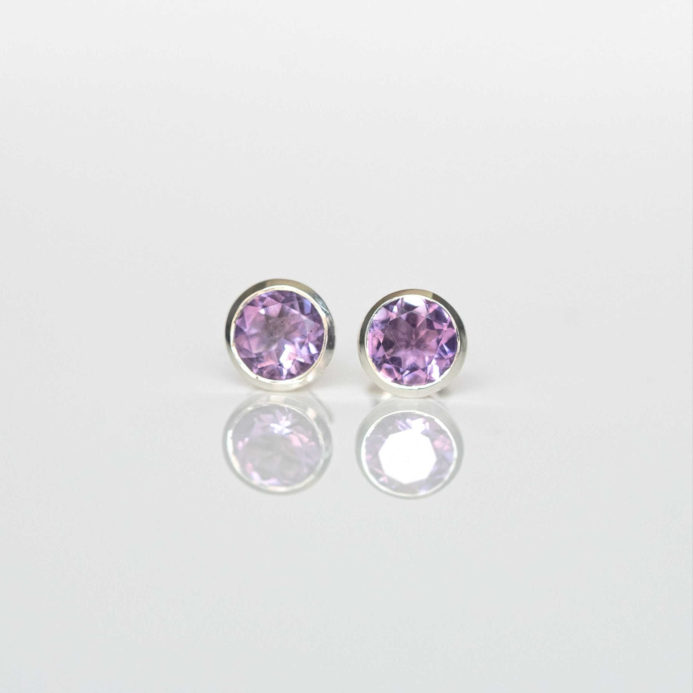 Amethyst Stud Earrings February Birthstone Birthday Gifts for women