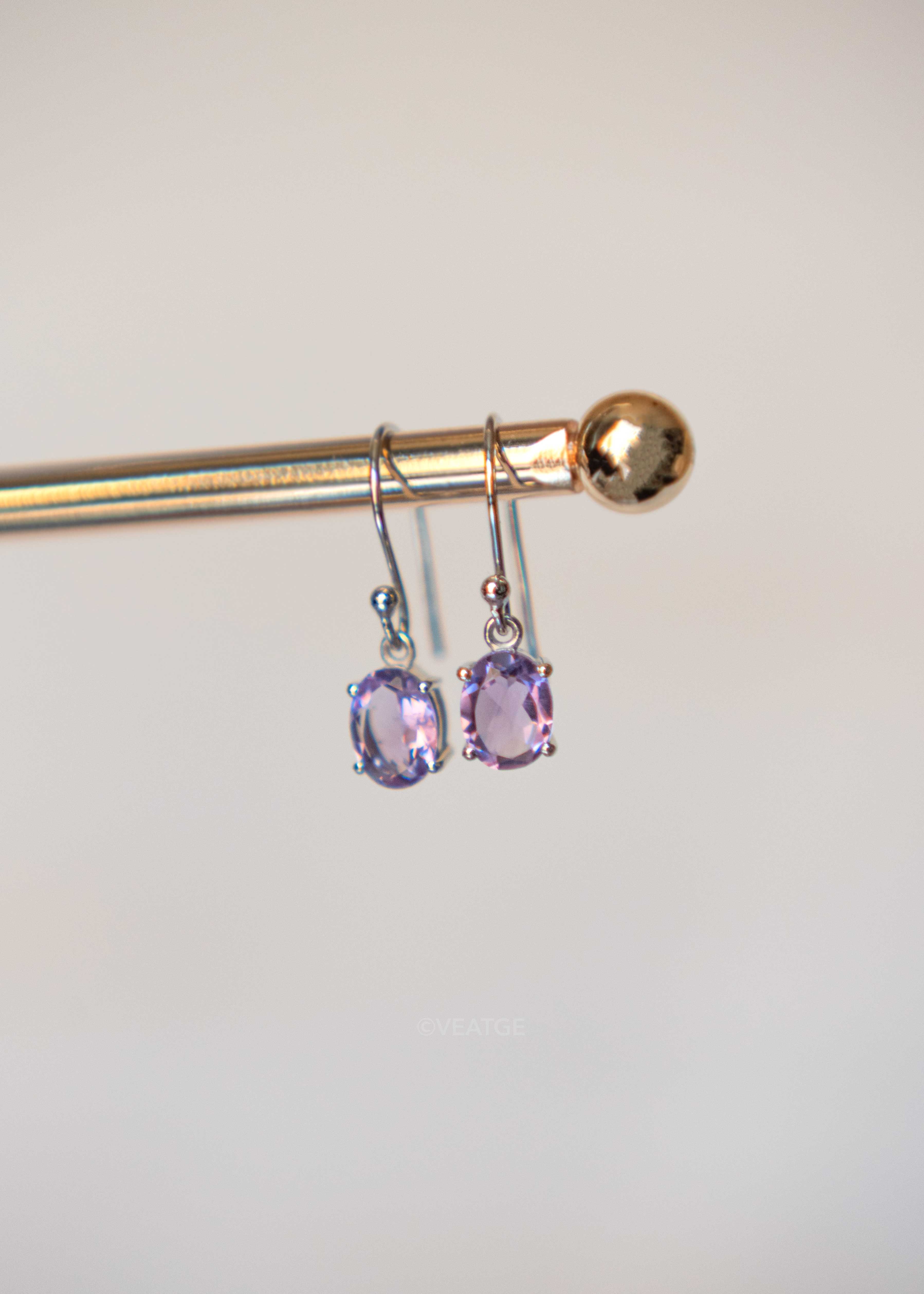 Amethyst Dangle Drop Earrings Sterling Silver Gifts for Women