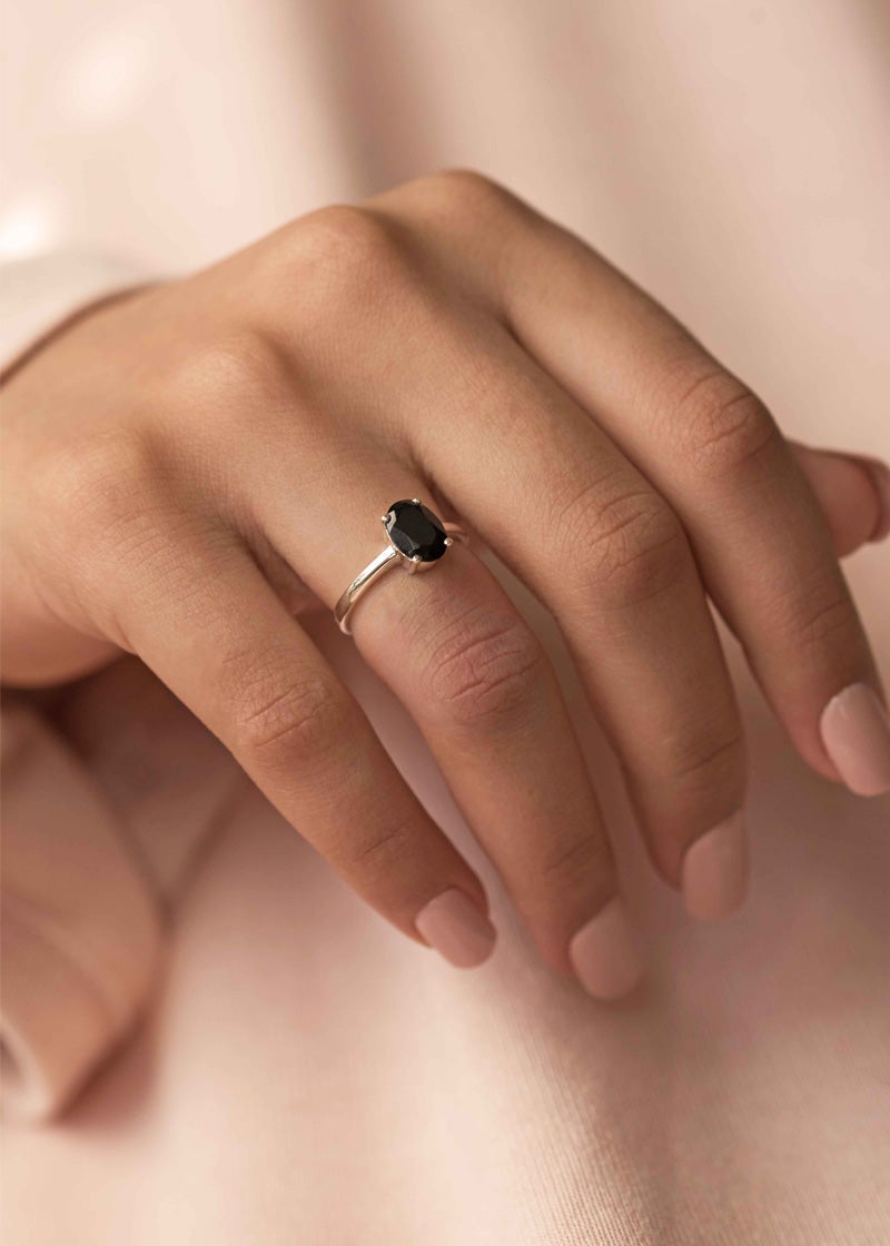 Black Onyx Ring Sterling Silver Protection Stone