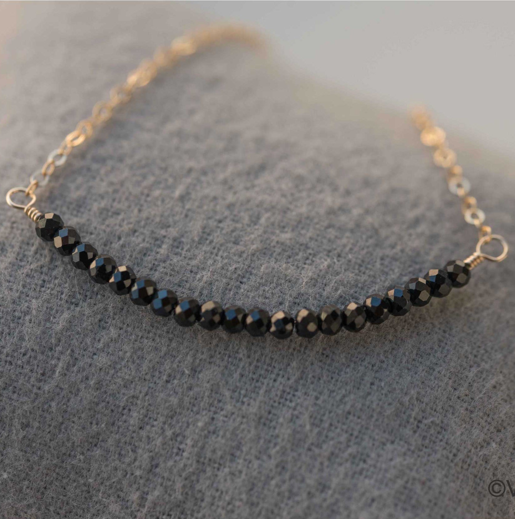 black spinel necklace gold delicate minimal choker gift for girls