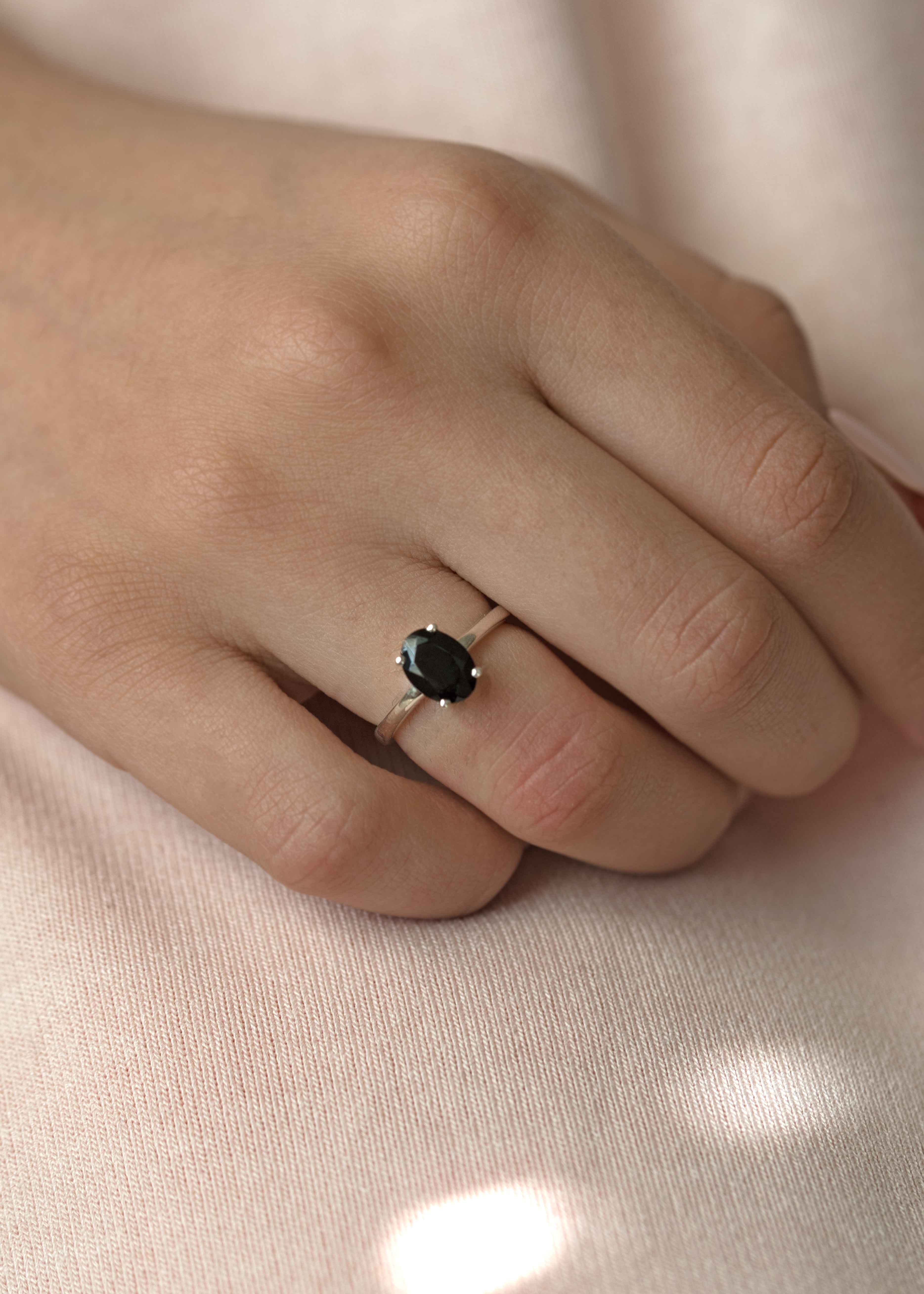 Black Onyx Ring Sterling Silver Protection Stone