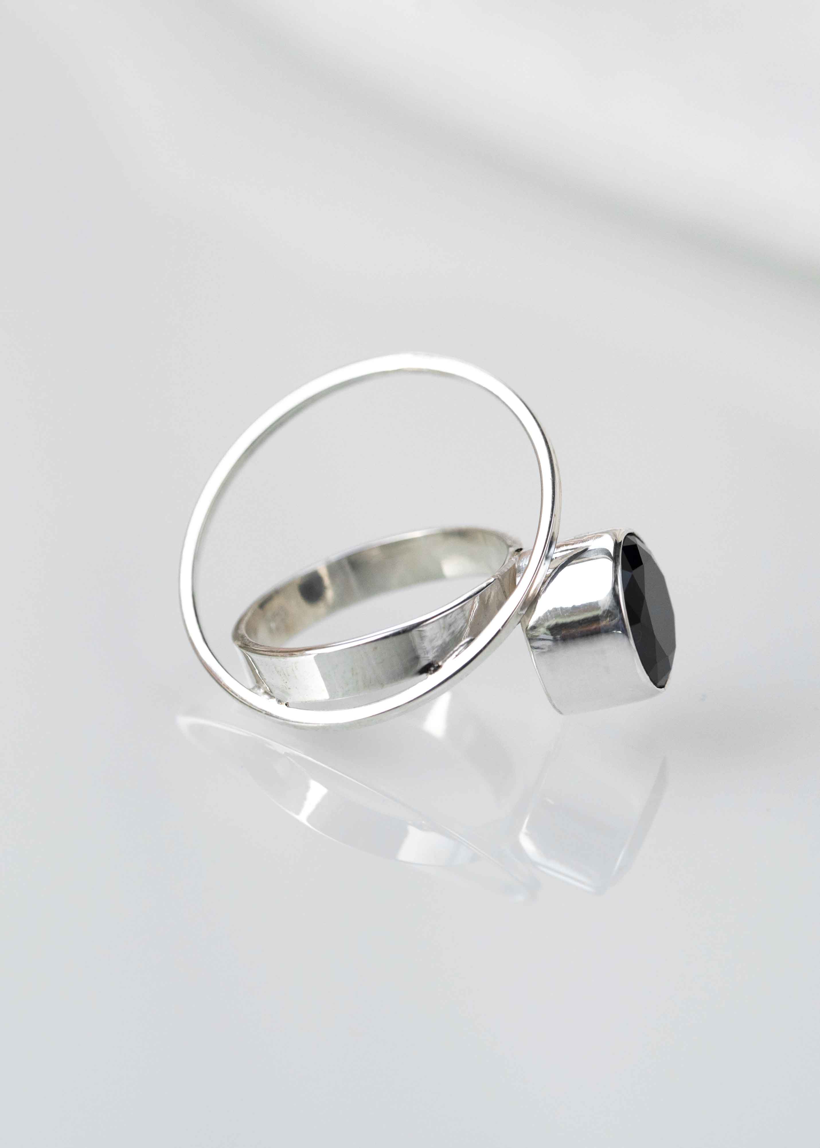 black statement ring sterling silver modern geometric jewelry bold