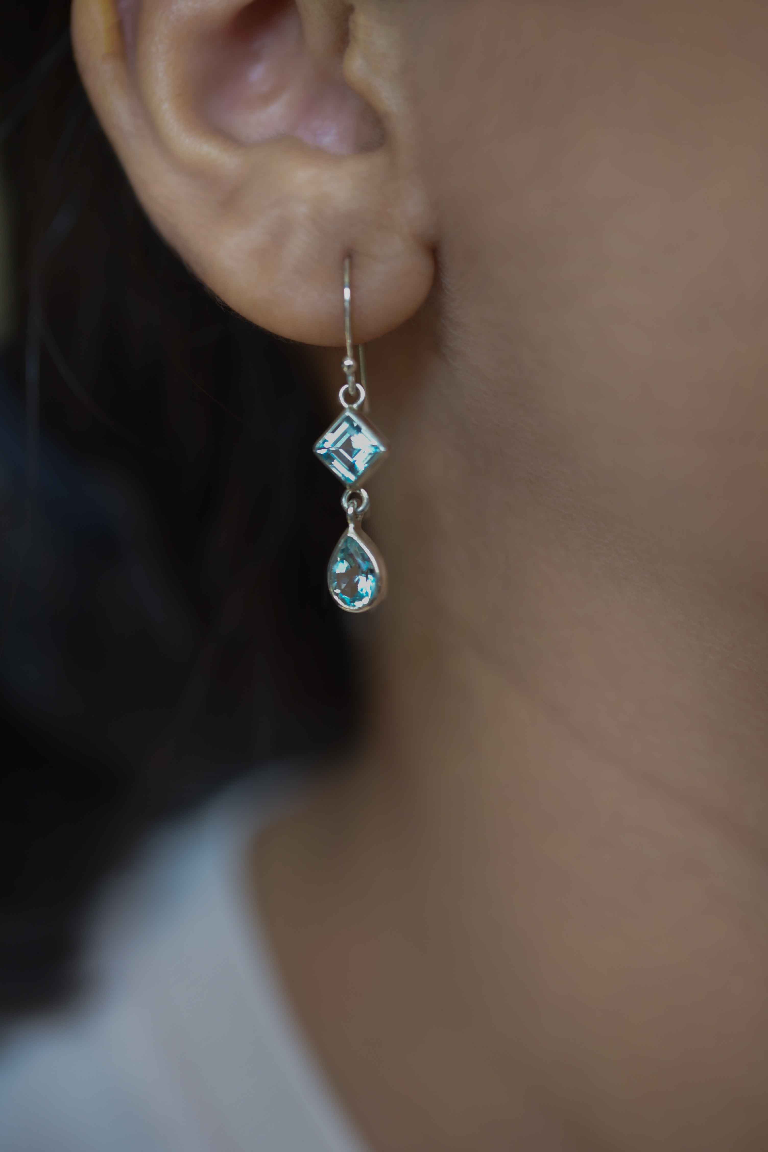 Blue Topaz Dangle Drop Earrings Sterling Silver gifts