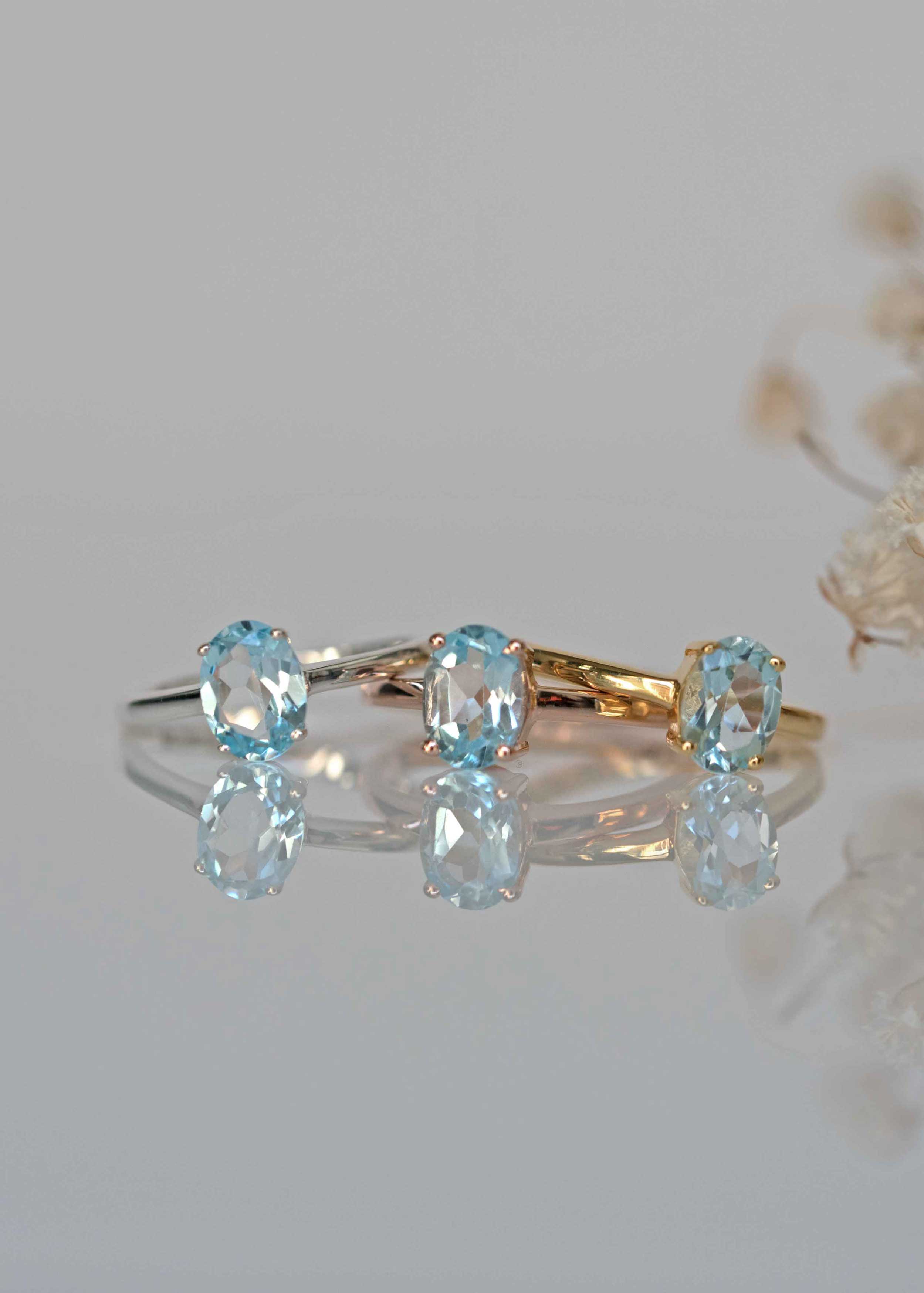 Blue Topaz Sterling Silver Stacking Stackable Rings