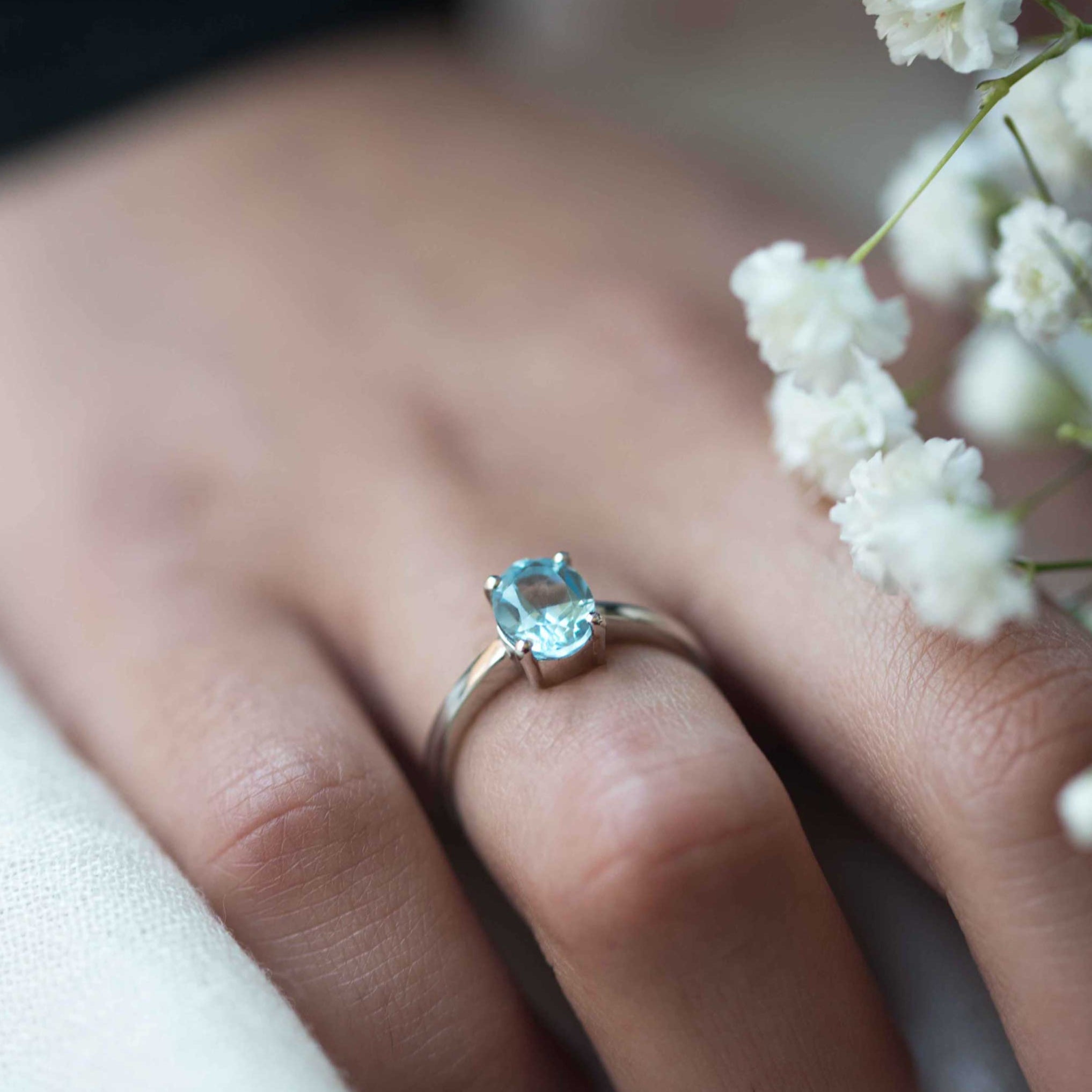 Blue Topaz Sterling Silver Stacking Stackable Rings