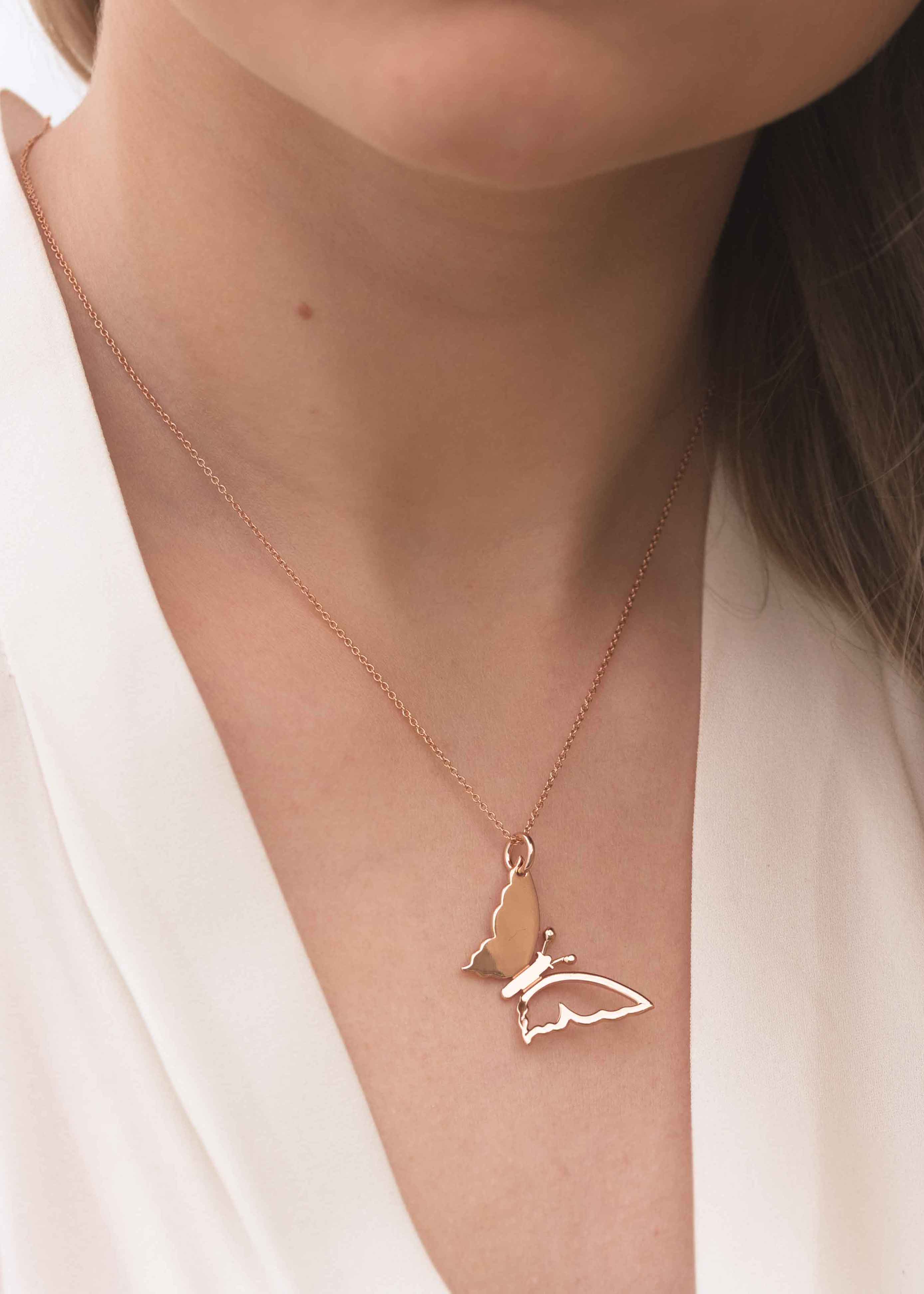 Petite Butterfly Necklace - Rose Gold Vermeil