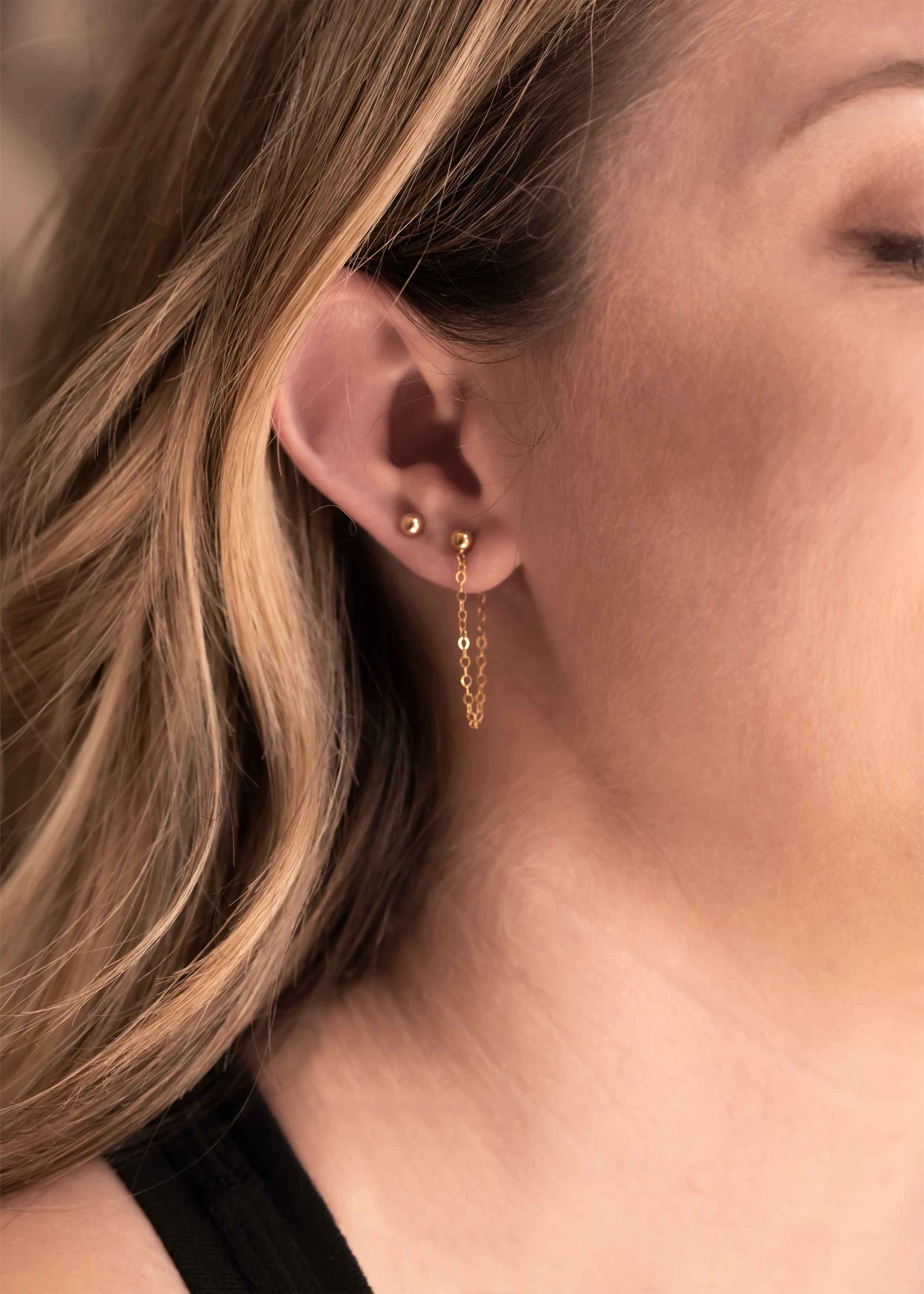 32ct. YG Drop Chain Earrings - Underwoods Jewelers