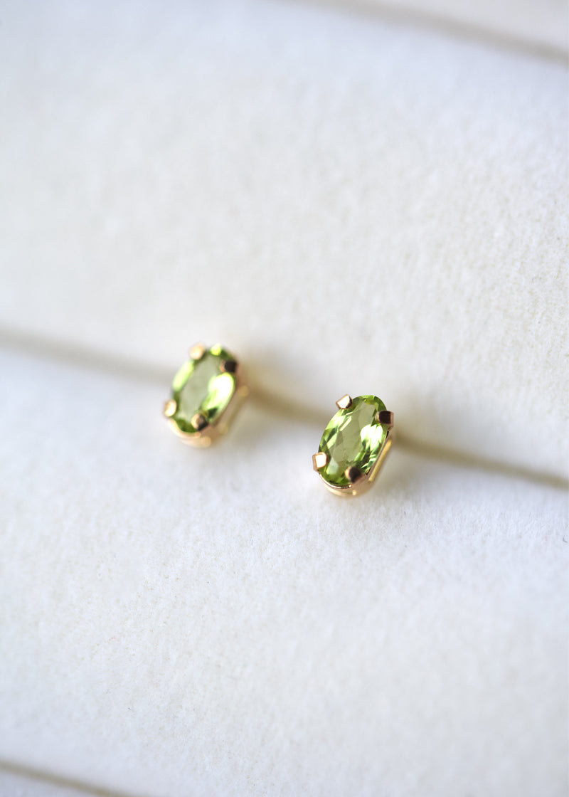 peridot stud earrings solid gold
