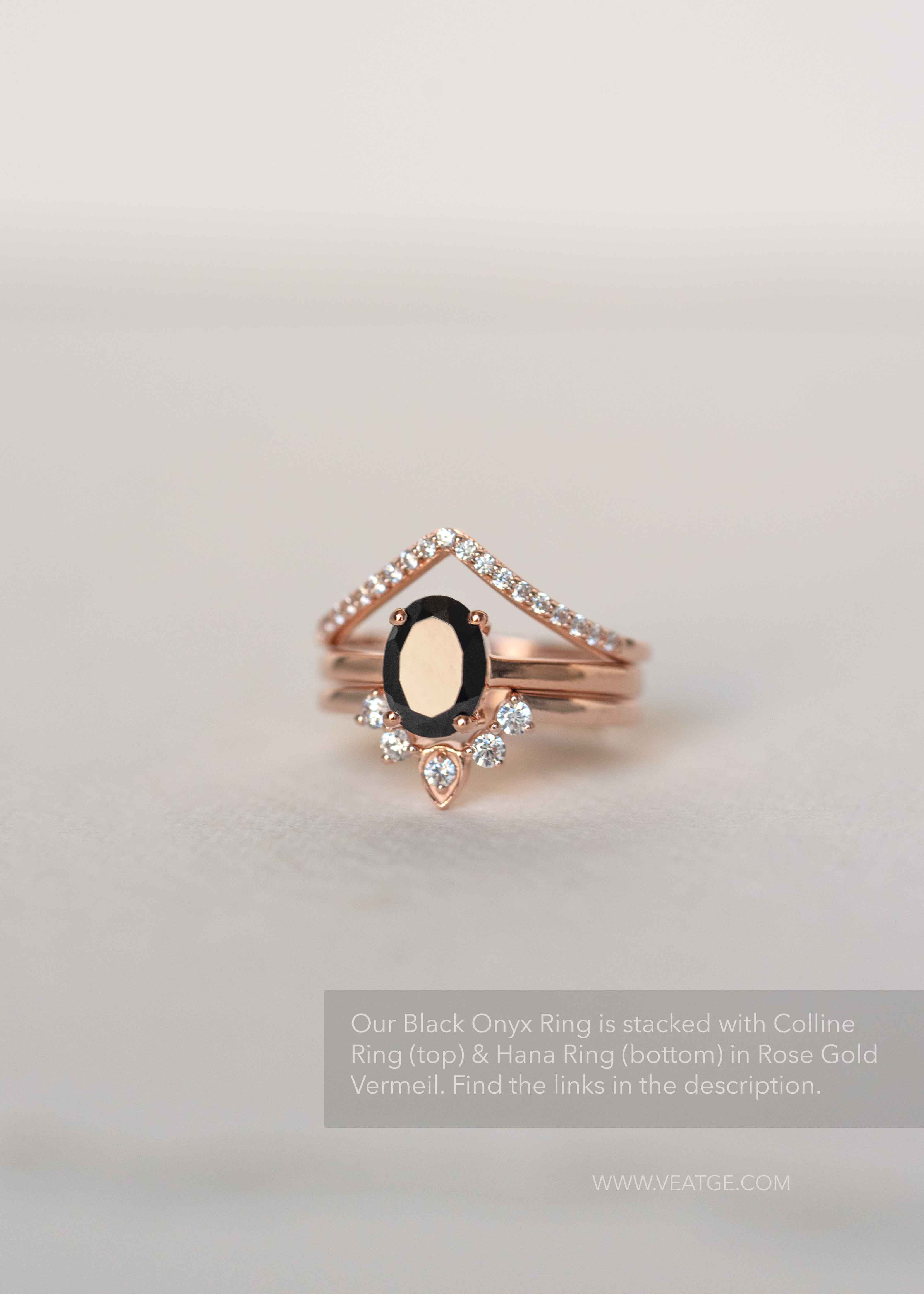 Colline Stacking Gold Ring Curved V Peak Chevron Stackable Gold Diamond Rings in Rose Gold Engagement Wedding