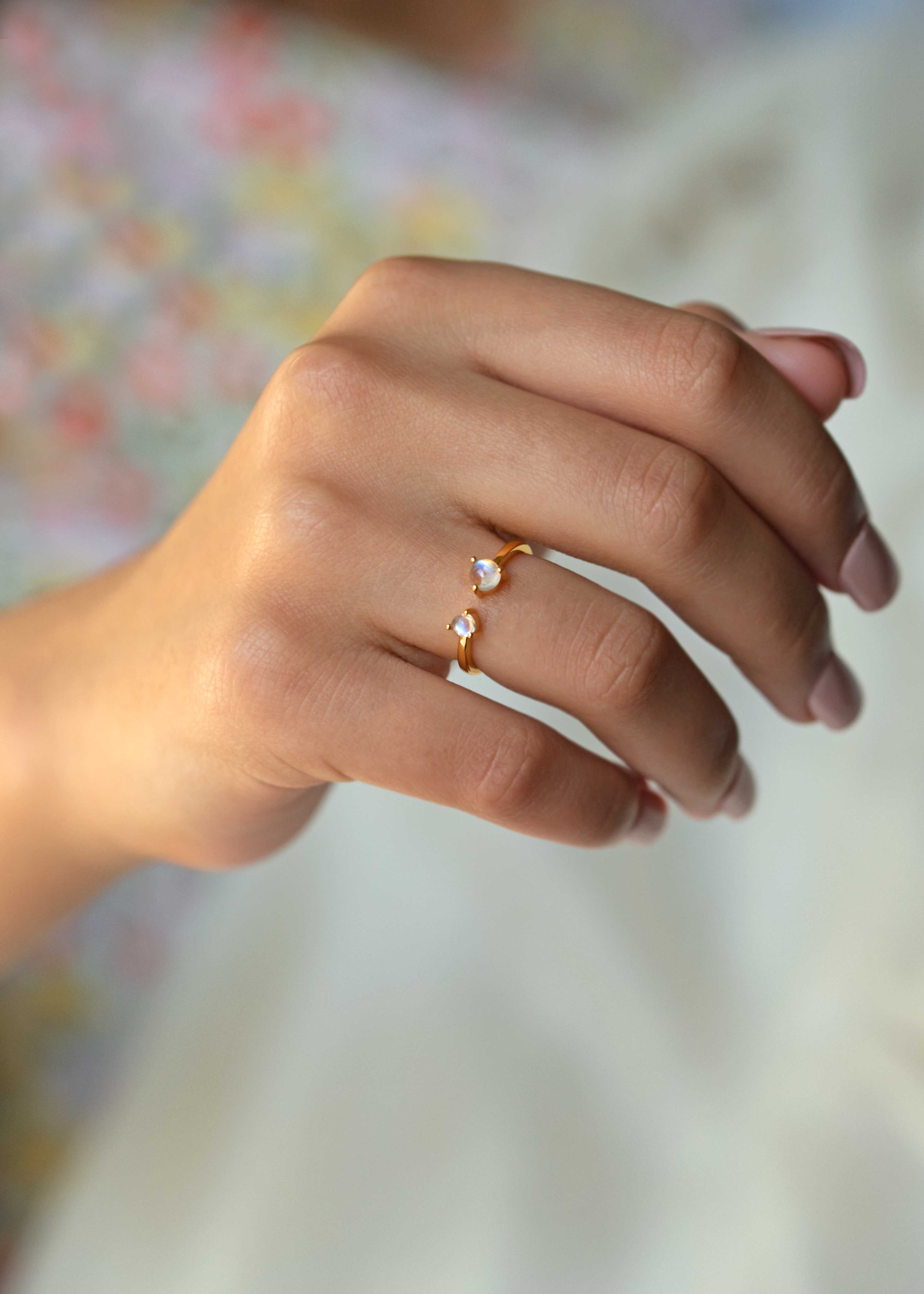 Moonstone Adjustable Ring Sterling Silver June Birthstone