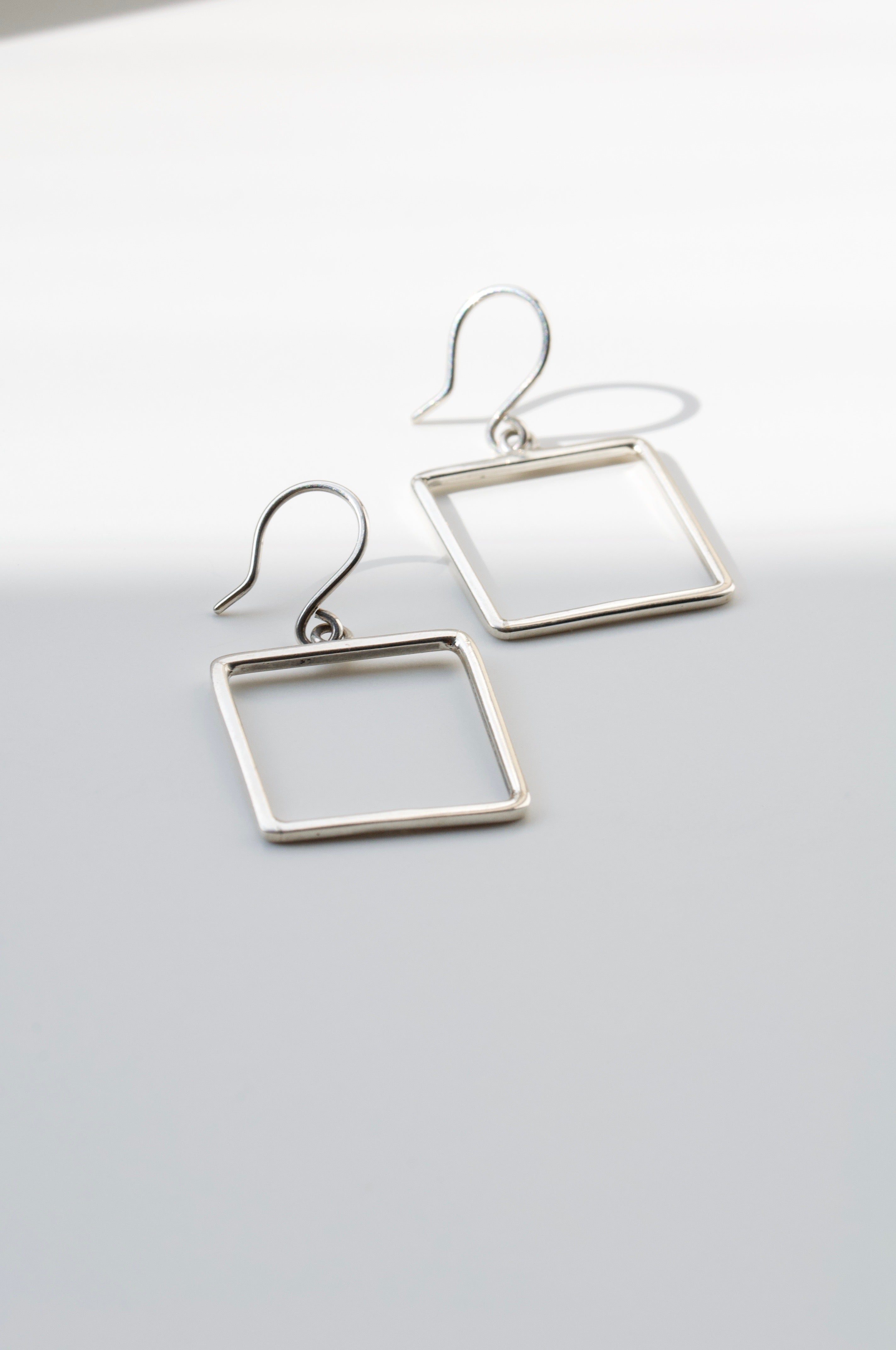 geometric silver earrings