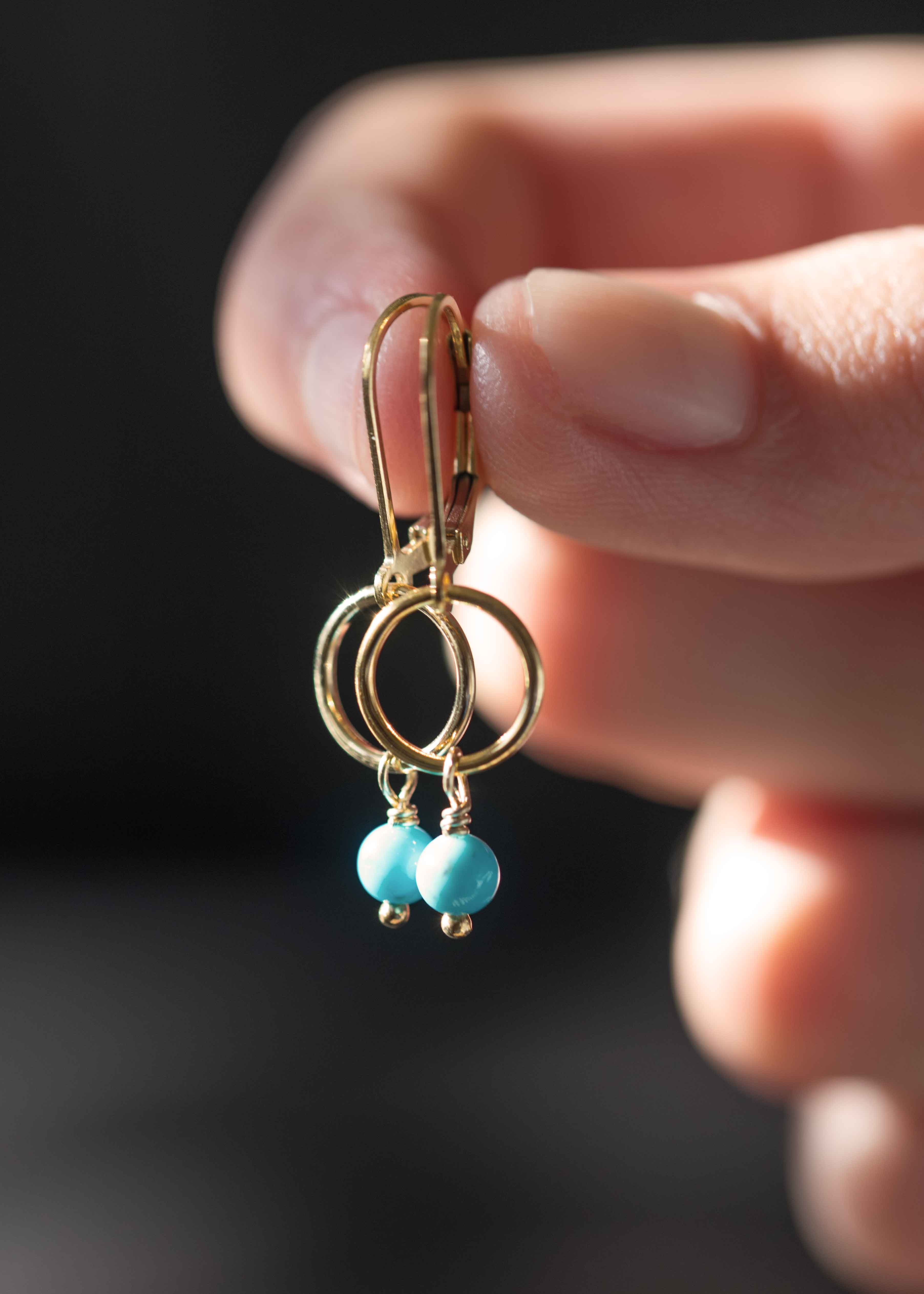 delicate turquoise drop earrings everyday dainty gold  gifts for girls