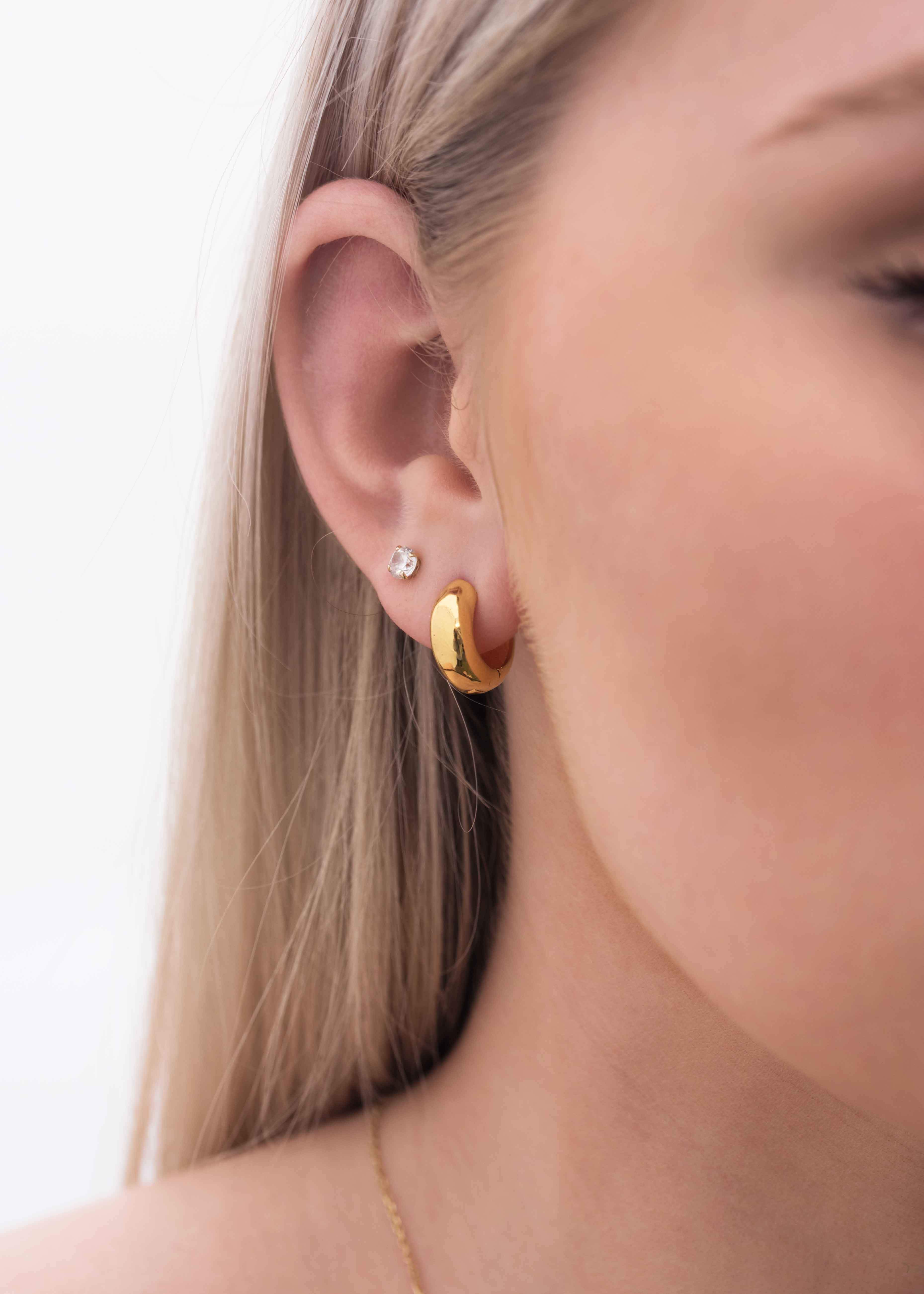 Thick Chunky Hoops, Small Bold Hoop Earrings, Statement Gold Hoops