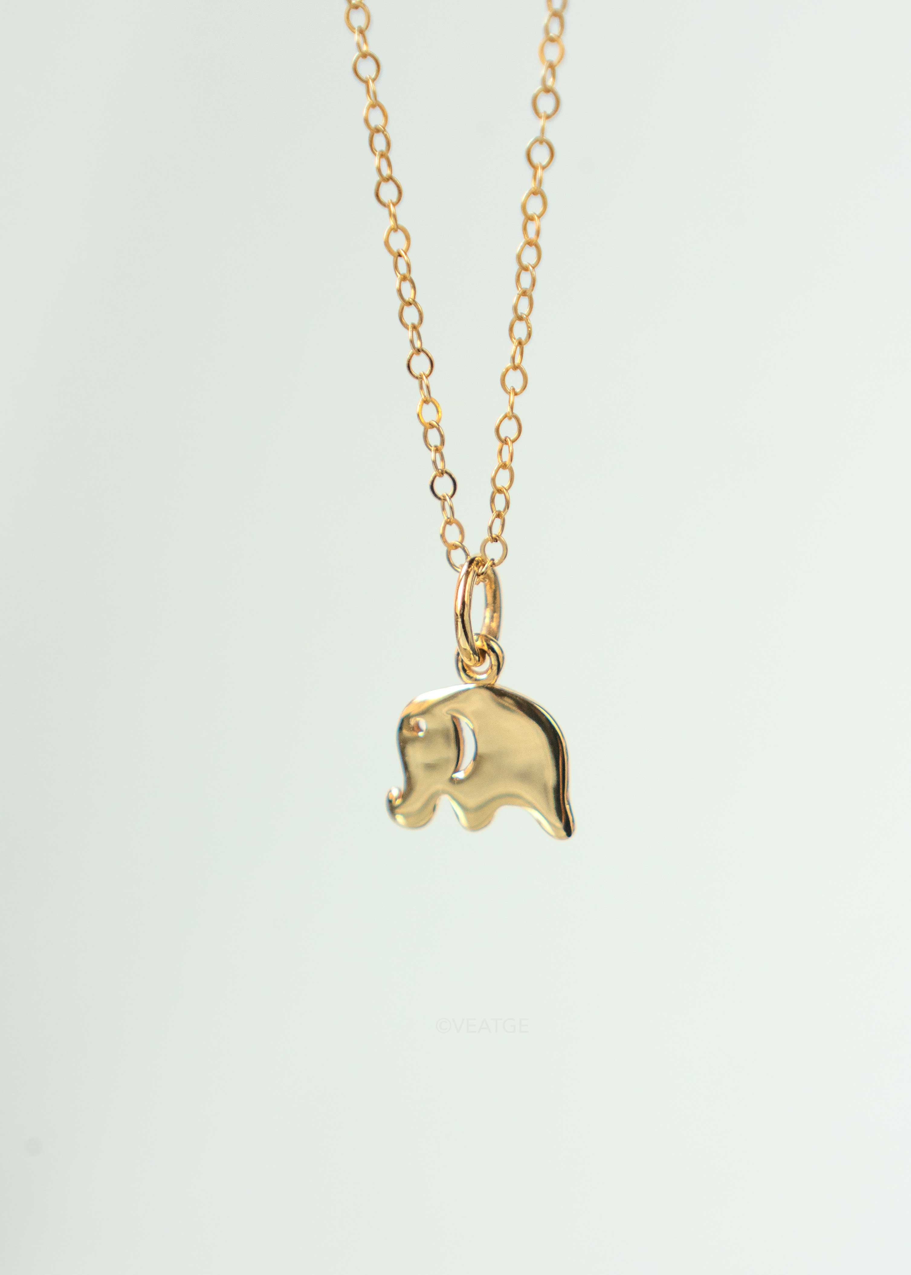 Elephant Charm Pendant Gold Dainty Necklace Cute gifts for girlfriend bff Christmas graduation