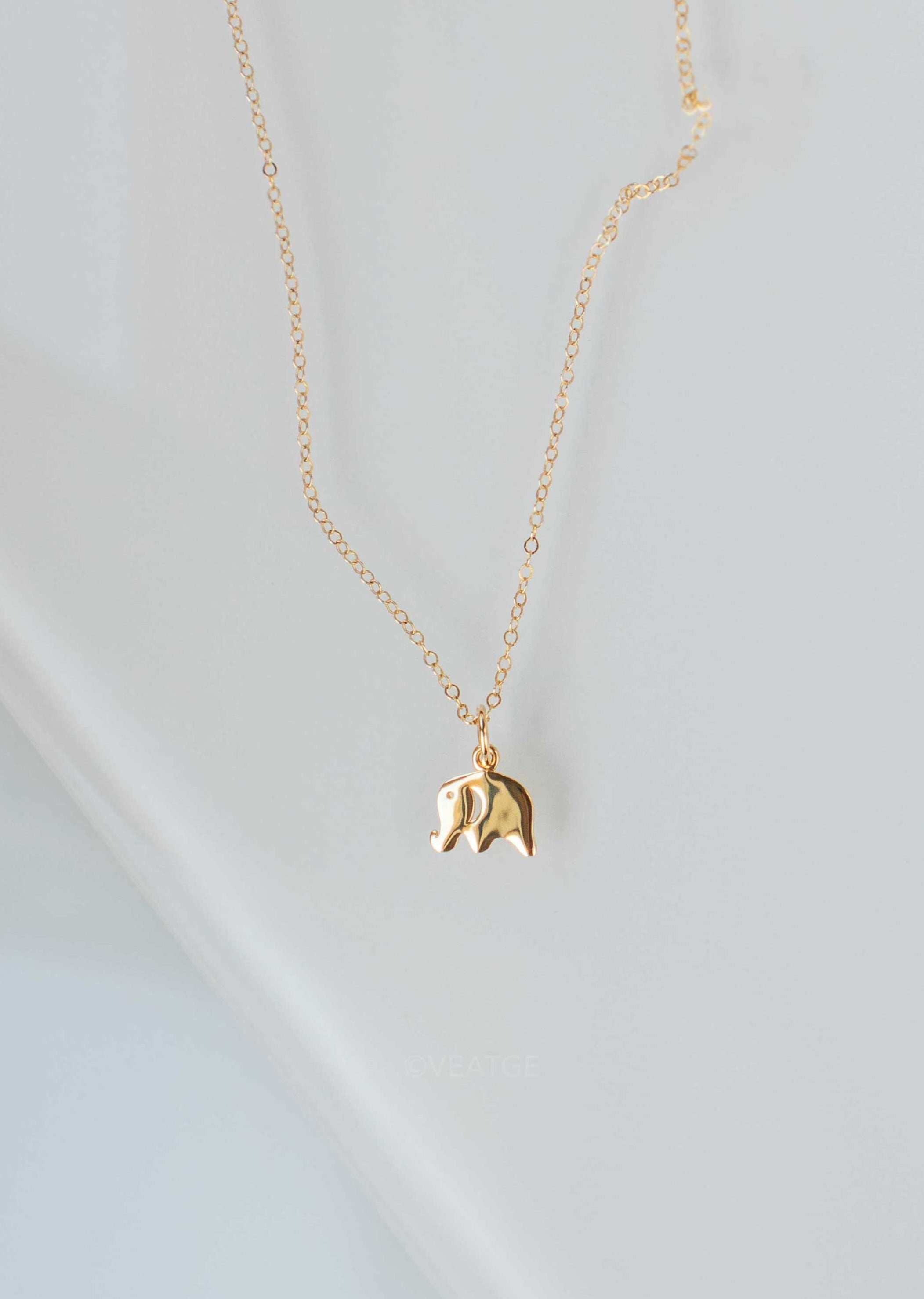 Elephant Charm Pendant Gold Dainty Necklace Cute gifts for girlfriend bff Christmas graduation