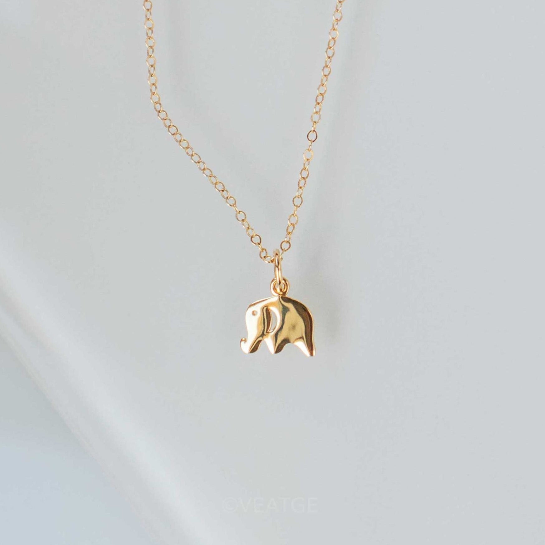 Elephant Charm Pendant Gold Dainty Necklace Cute gifts for girlfriend bff Christmas graduation