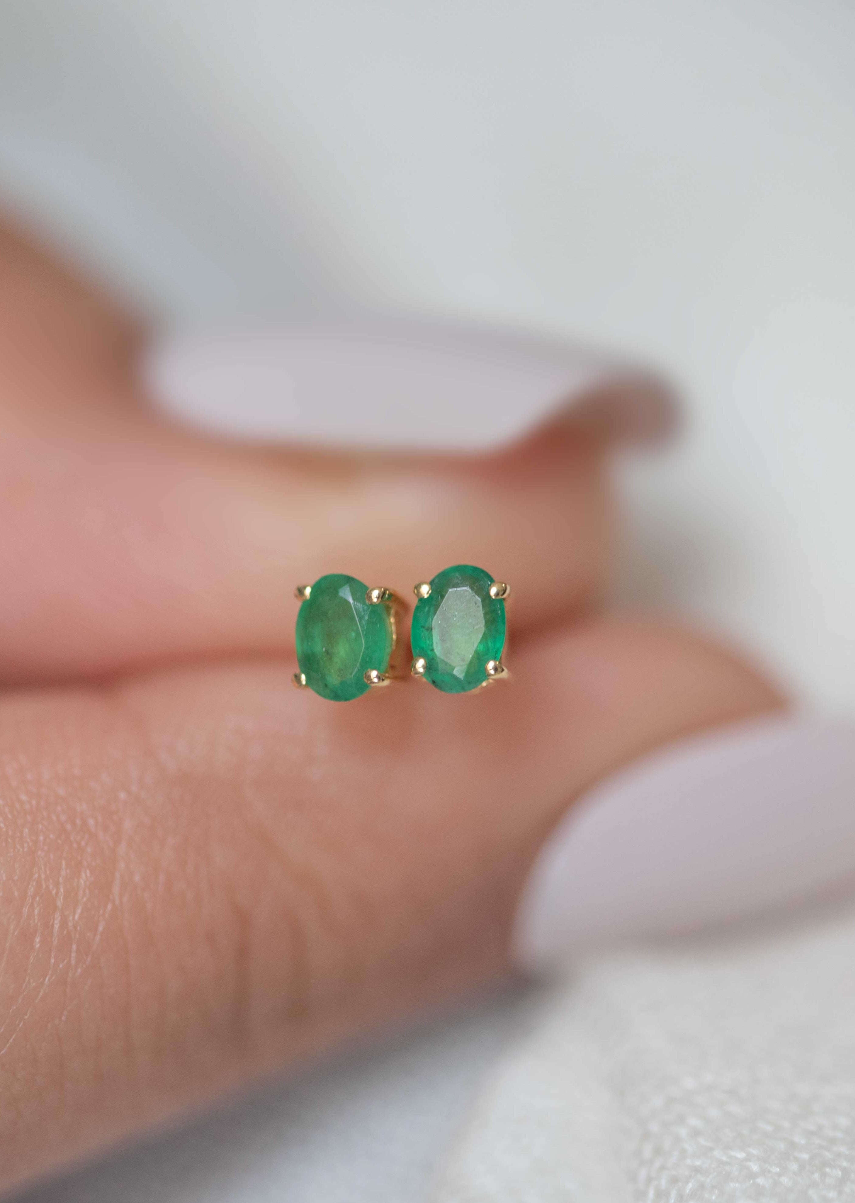 Emerald Studs Gold Dainty small cartilage second piercing gift for girls