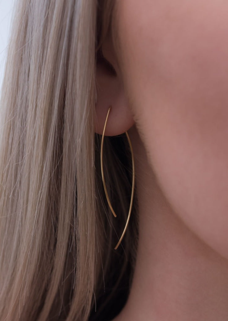 Arc Threader Earrings Minimal Simple Gold Hoops gifts for women girls best friend