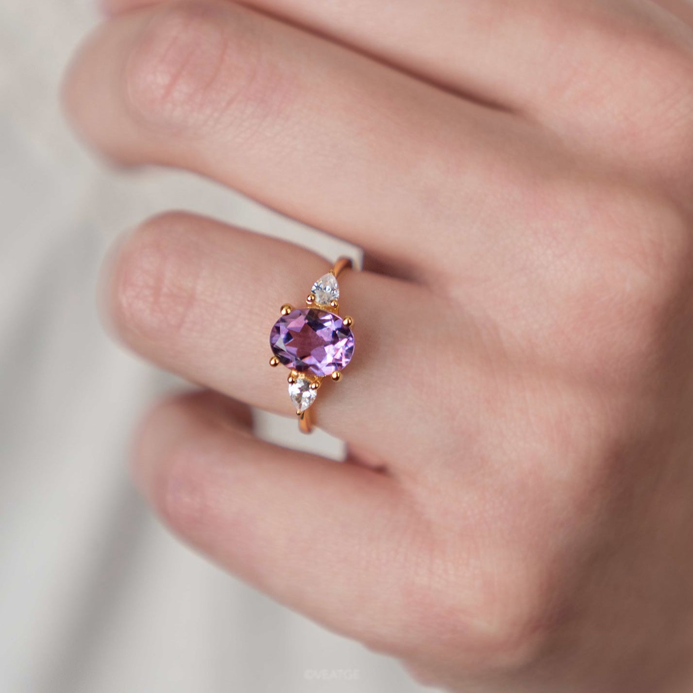 Amethyst Ring 925 Sterling Silver Gold Engagement Proposal Anniversary Birthday February Birthstone Ring Rings Gifts for Women Girlfriend Promise Rings