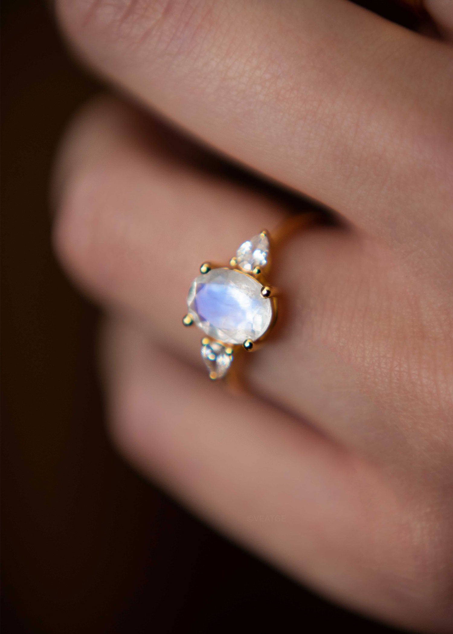 Genuine Natural Moonstone Florence Wedding Engagement Promise Ring Gold Silver Gifts for Women Birthday Anniversary Mothers day gifts for her