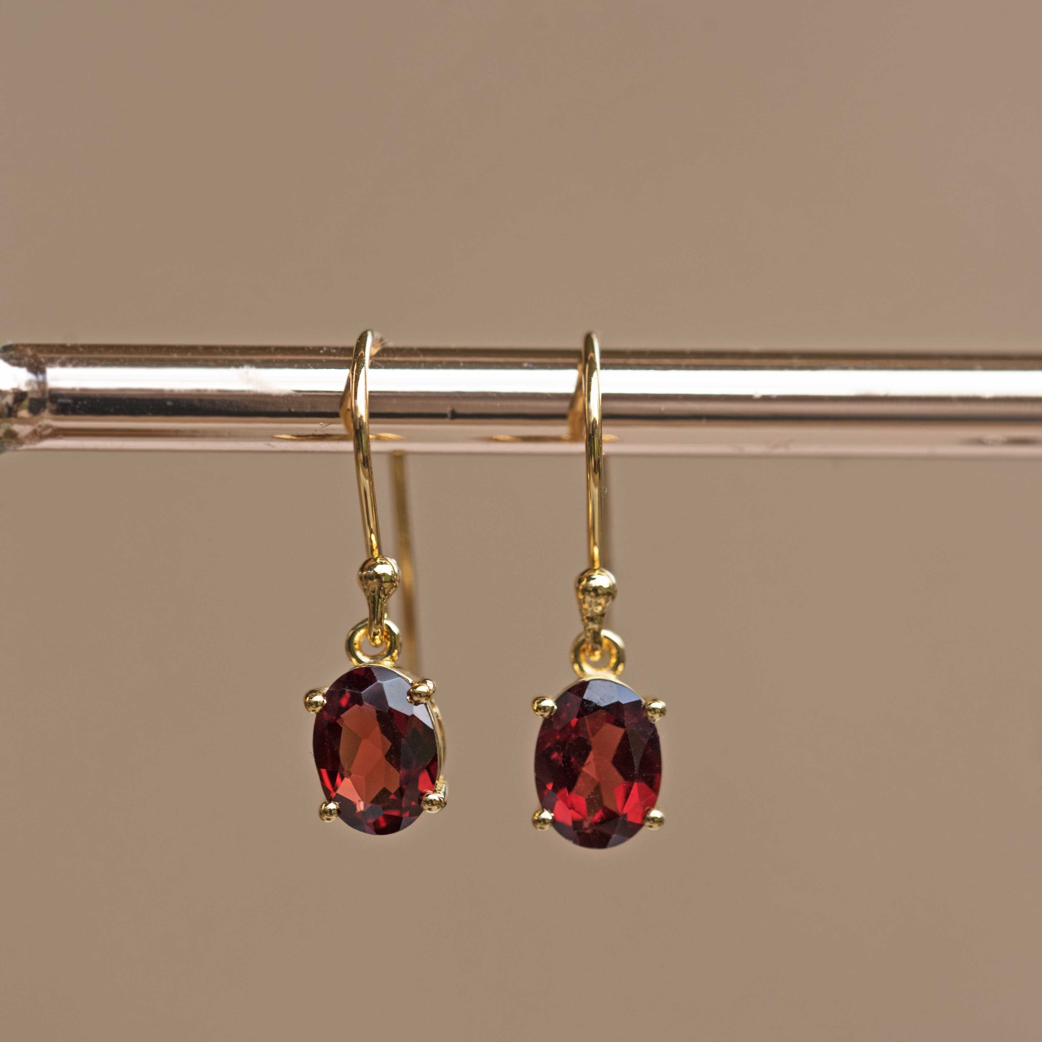 garnet dangle earrings, gift for mom, january birthstone gifs