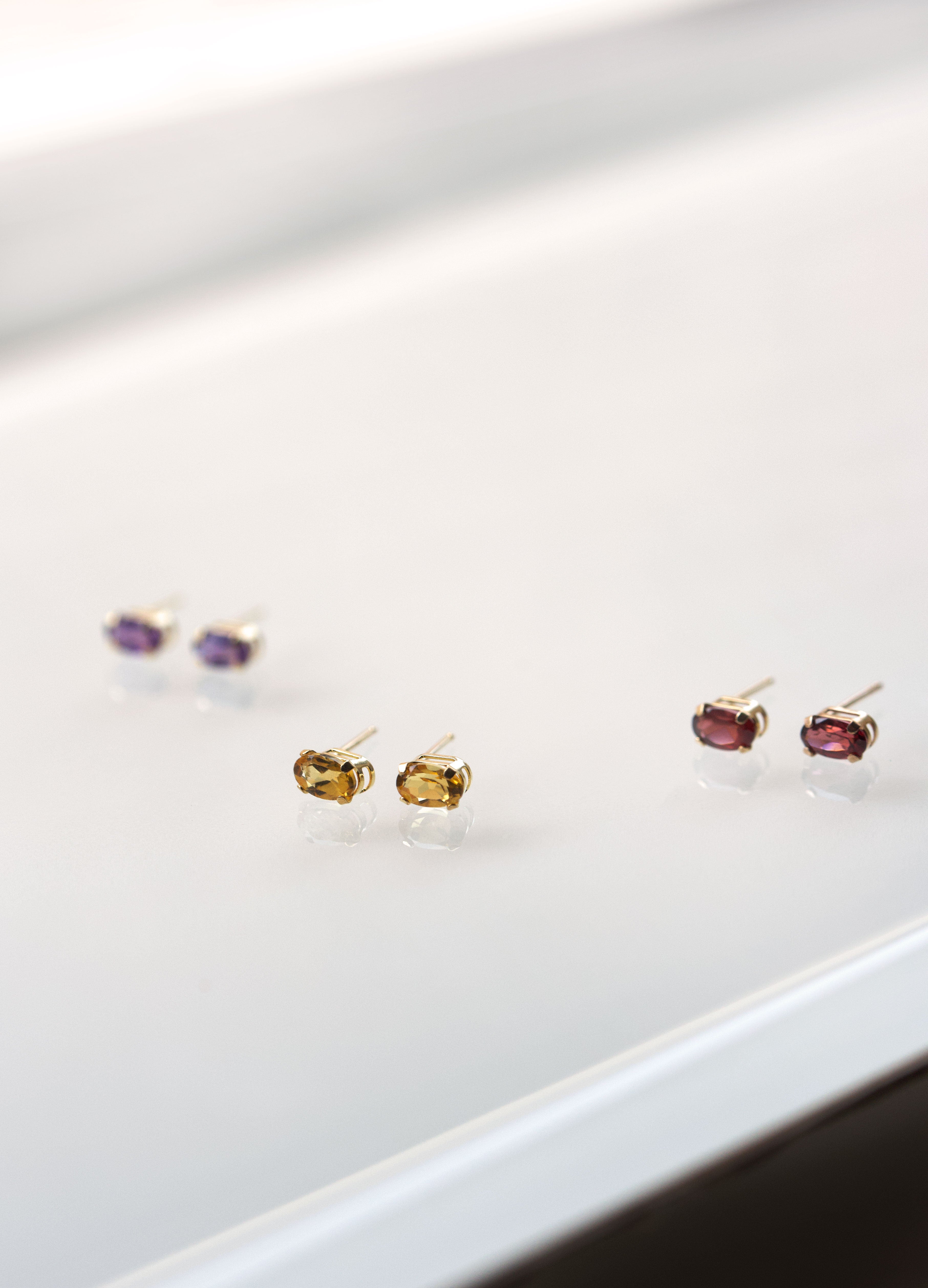 10k Solid Gold Gemstone Studs