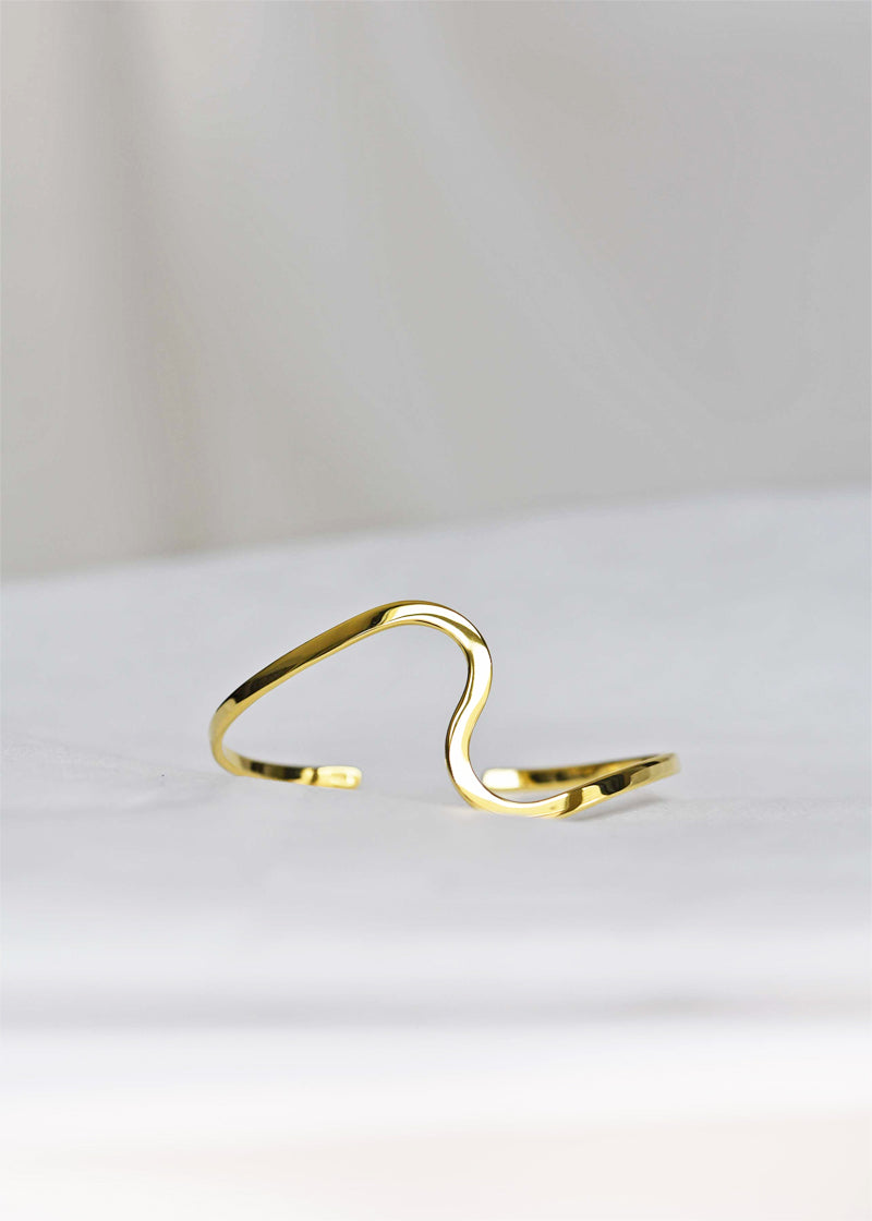 gold statement curve bracelet cuff