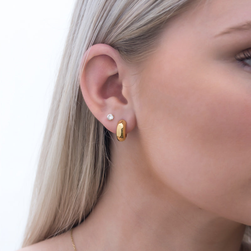 dome hoop earrings gold chunky small huggie hoops for women