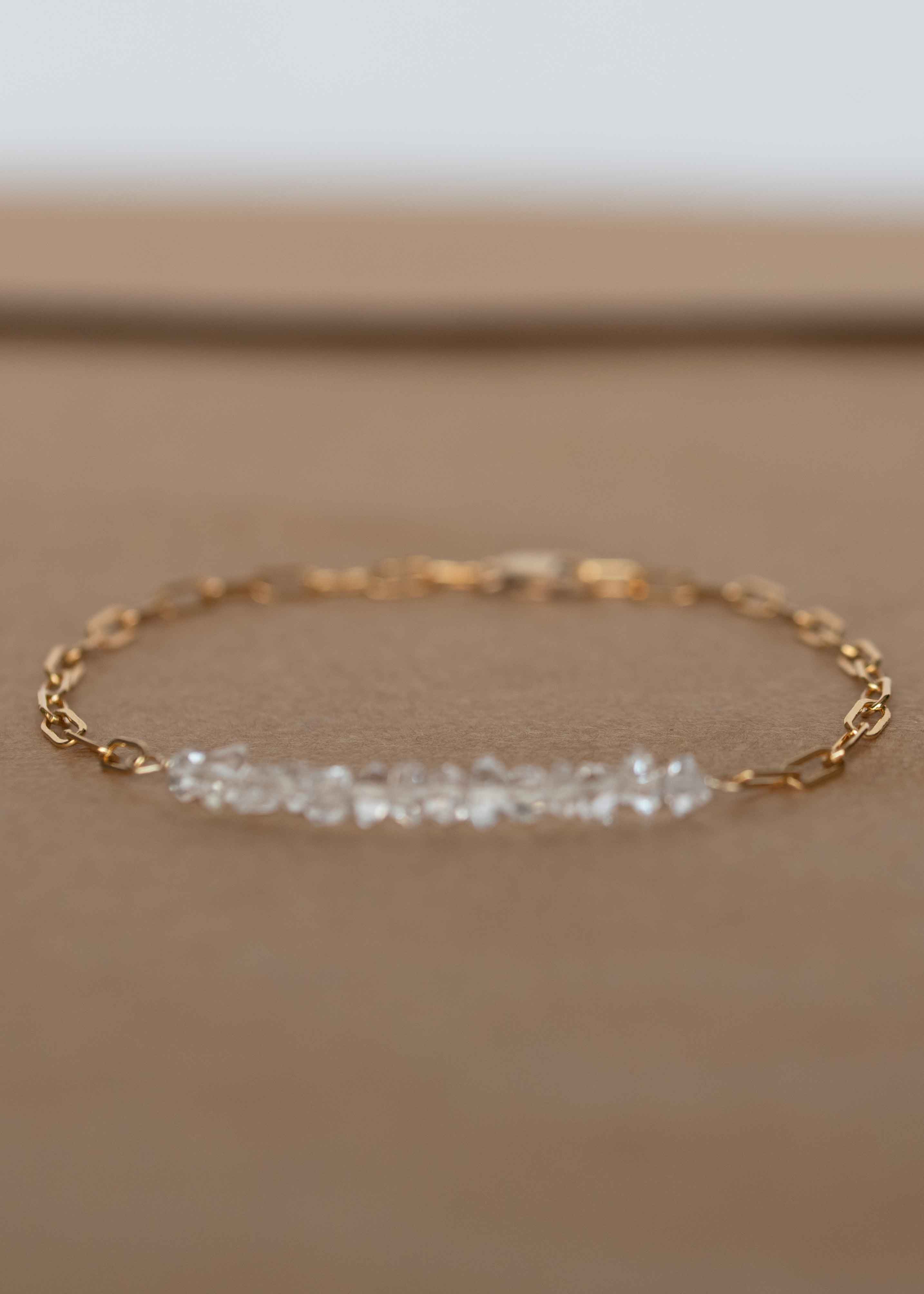 Chunky sparkle gold bracelet Herkimer Diamonds Raw Gemstones