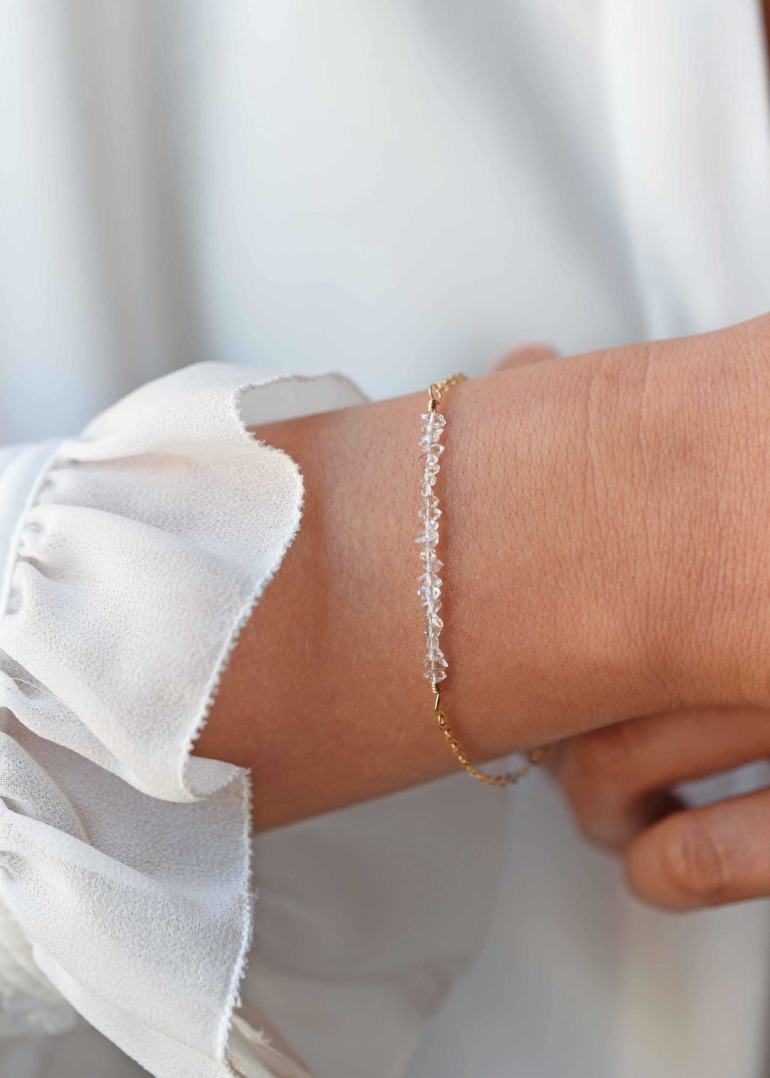 Healing Crystal Bracelets Dainty Herkimer Diamond | i.am.gretchen