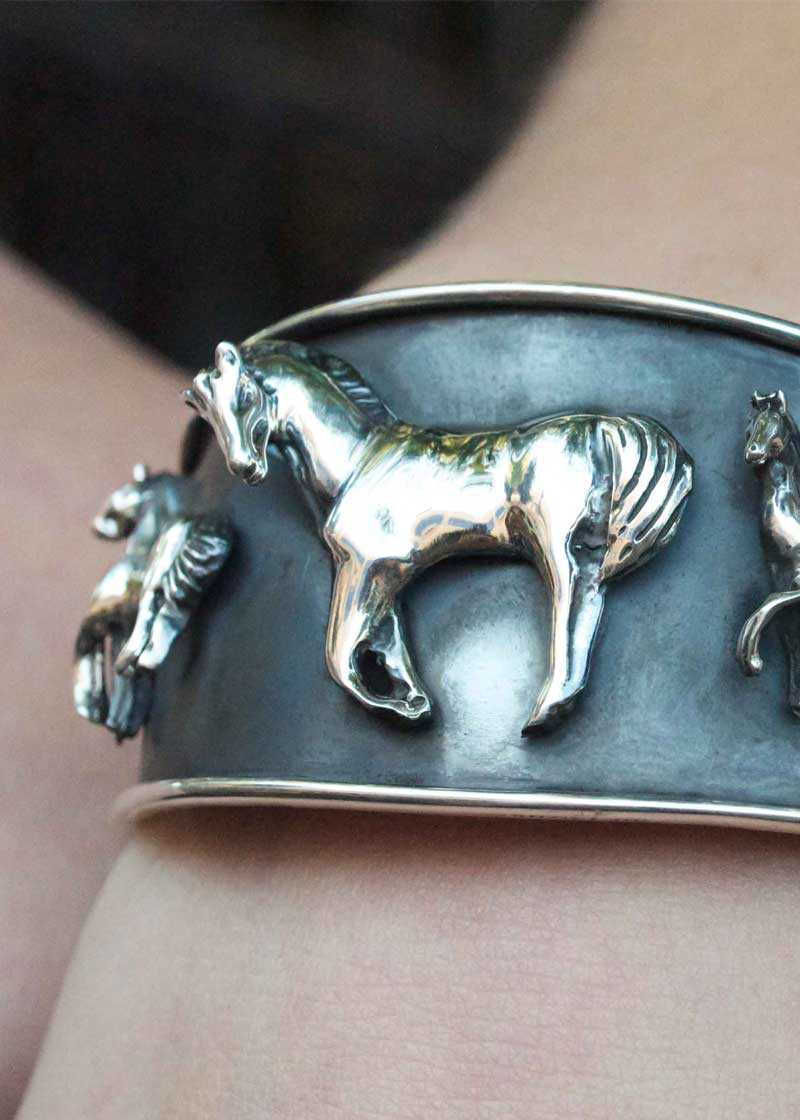 oxidized horse cuff