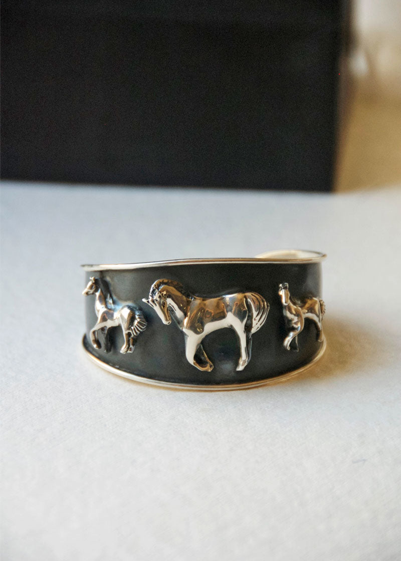 oxidized horse cuff