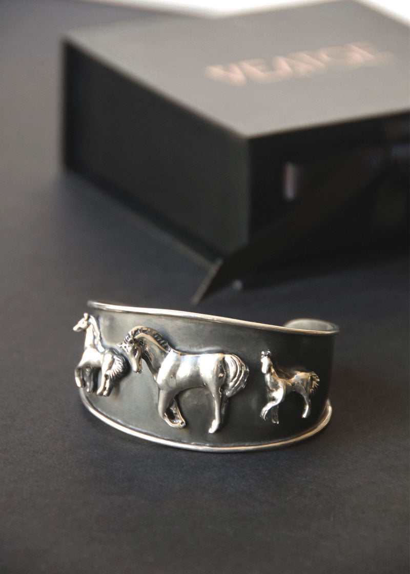 oxidized horse cuff