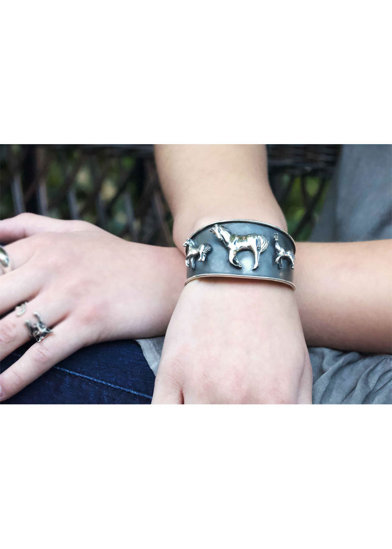 oxidized horse cuff