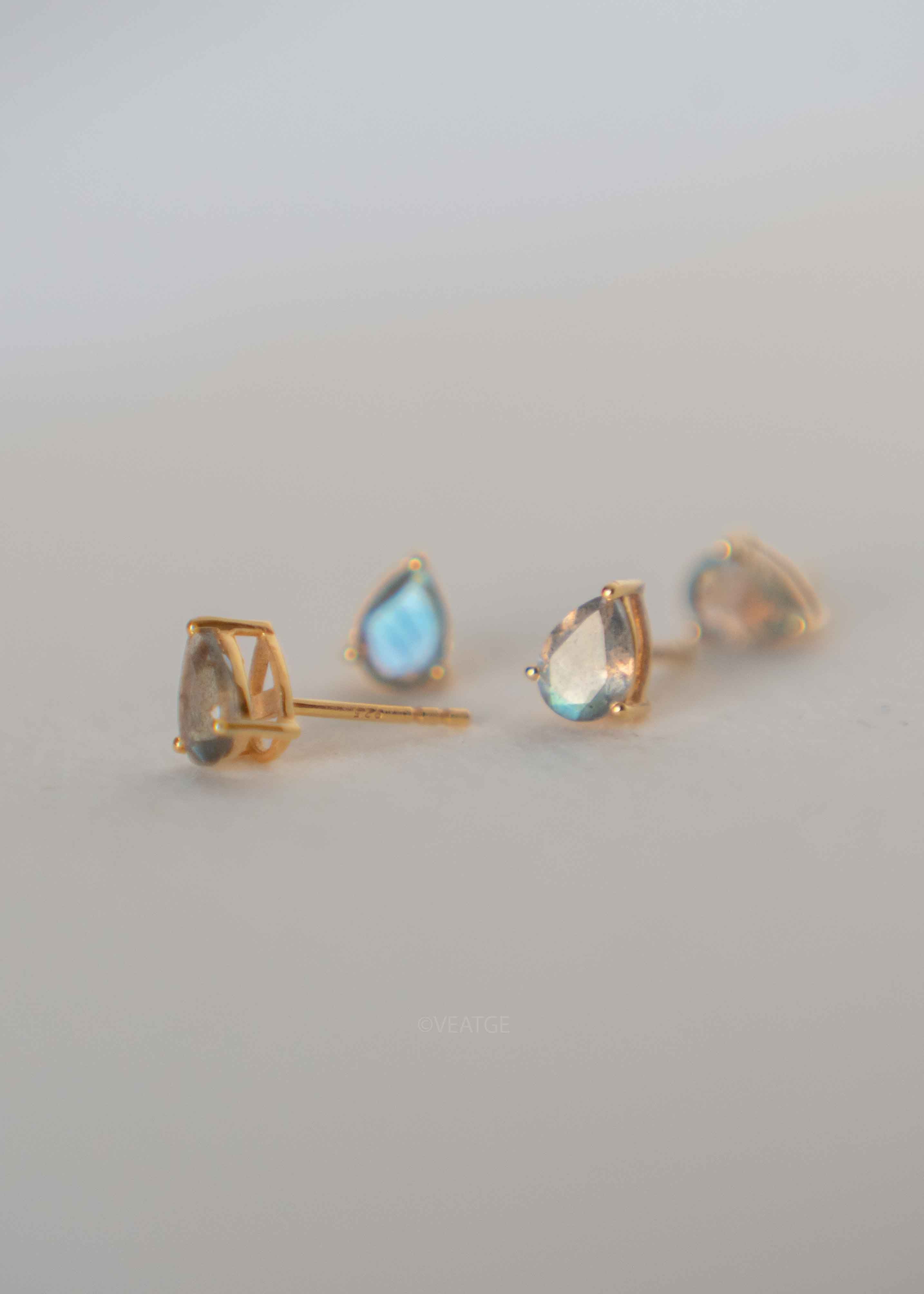 Labradorite Pear Stud Earrings Teardrop Gifts for Mom Girlfriend best friend 