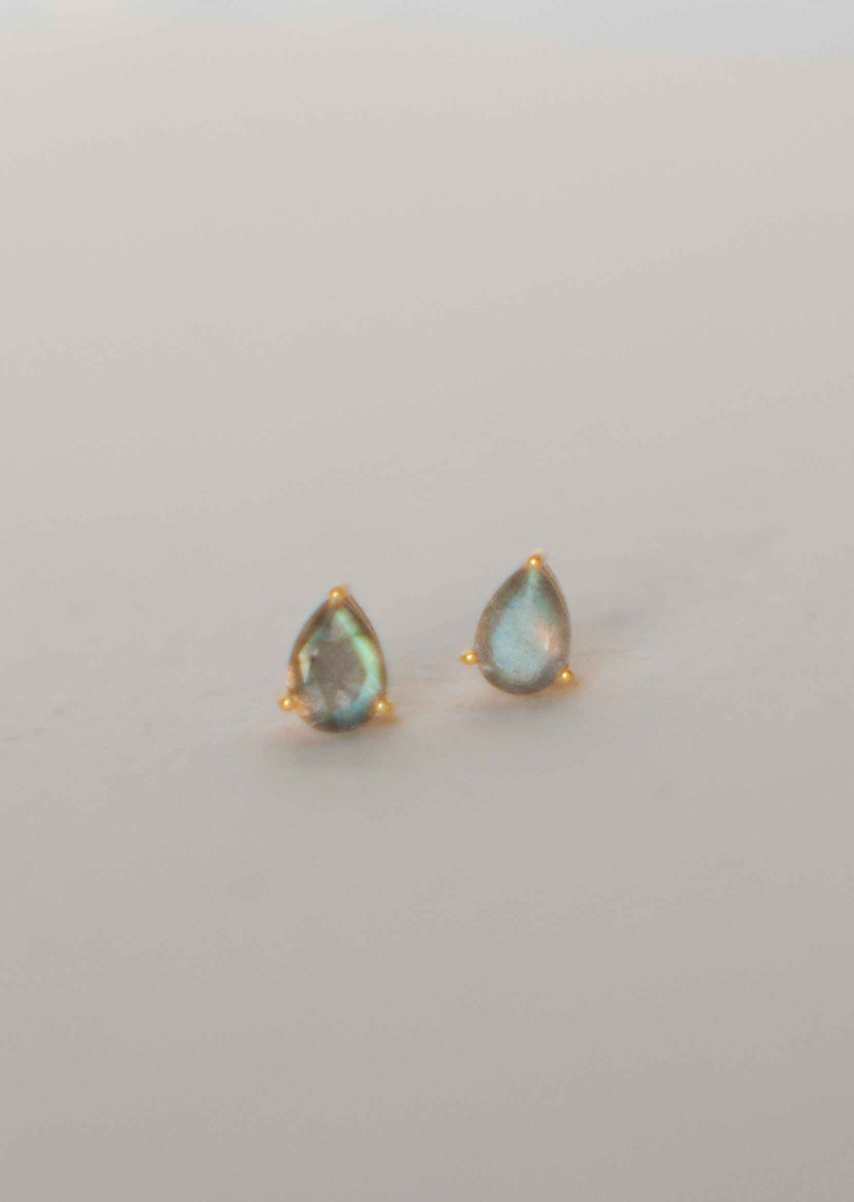 Labradorite Pear Stud Earrings Teardrop Gifts for Mom Girlfriend best friend 