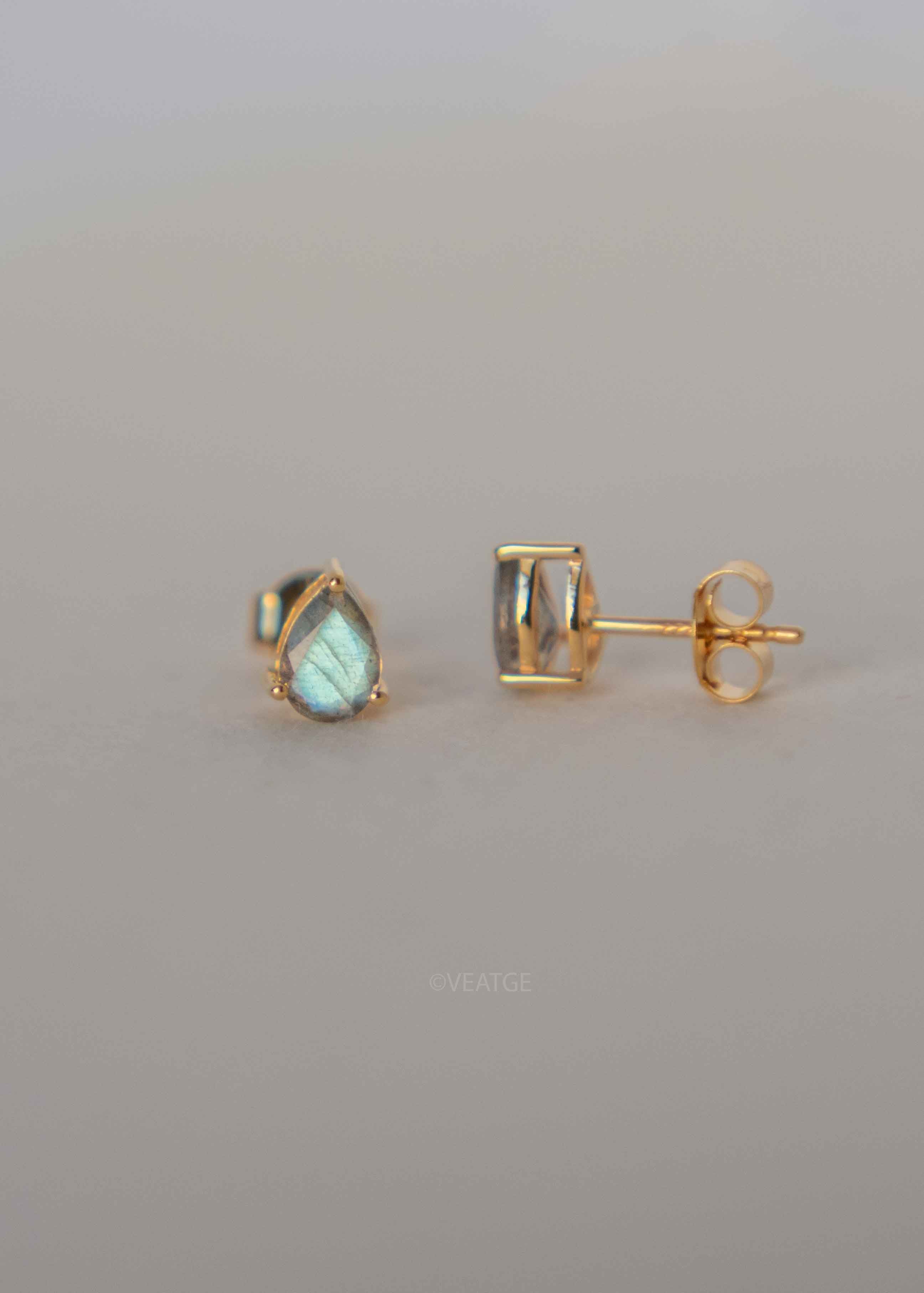 Labradorite Pear Stud Earrings Teardrop Gifts for Mom Girlfriend best friend 