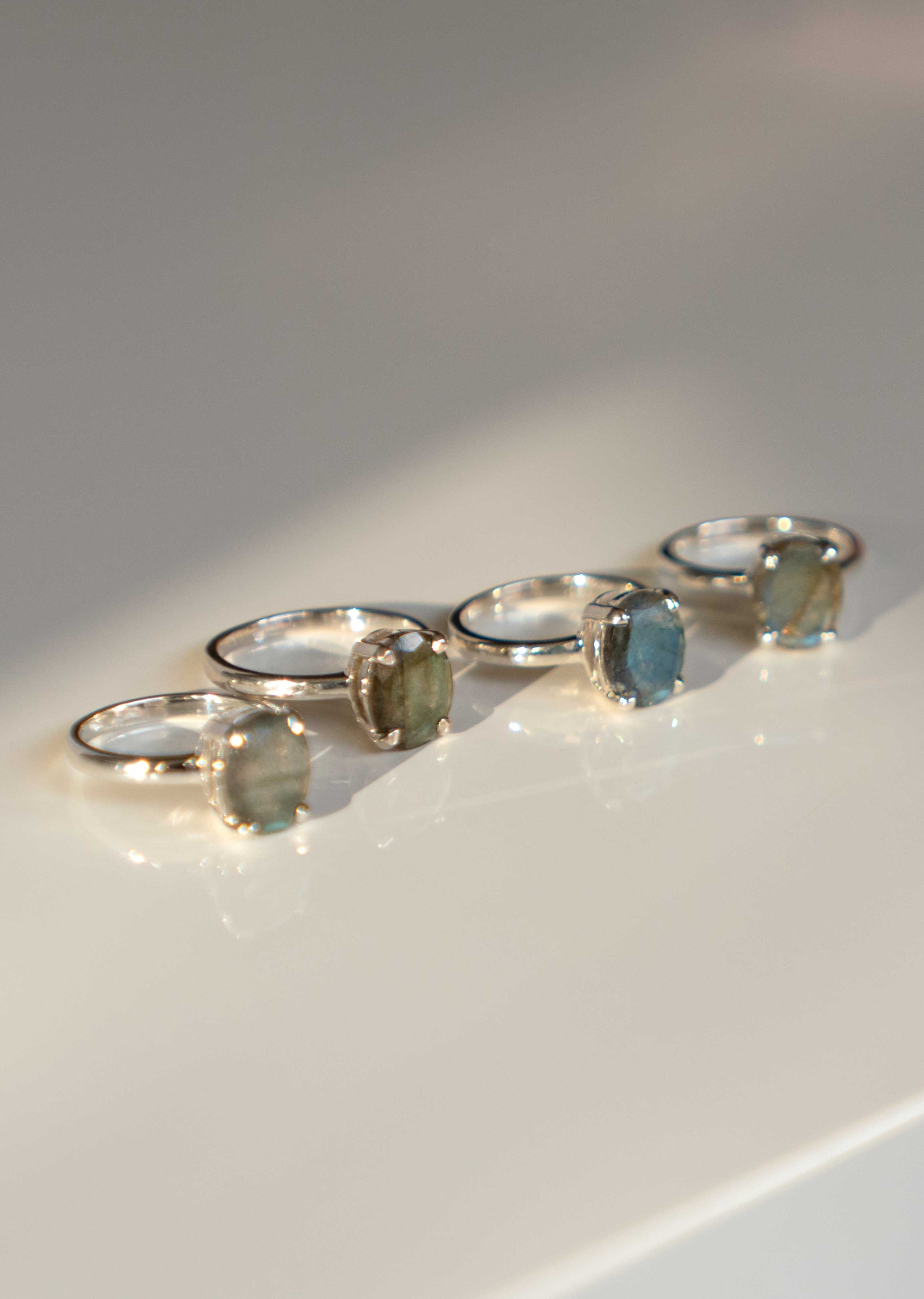 Sterling Silver Genuine Gemstone Labradorite Ring Gifts for women