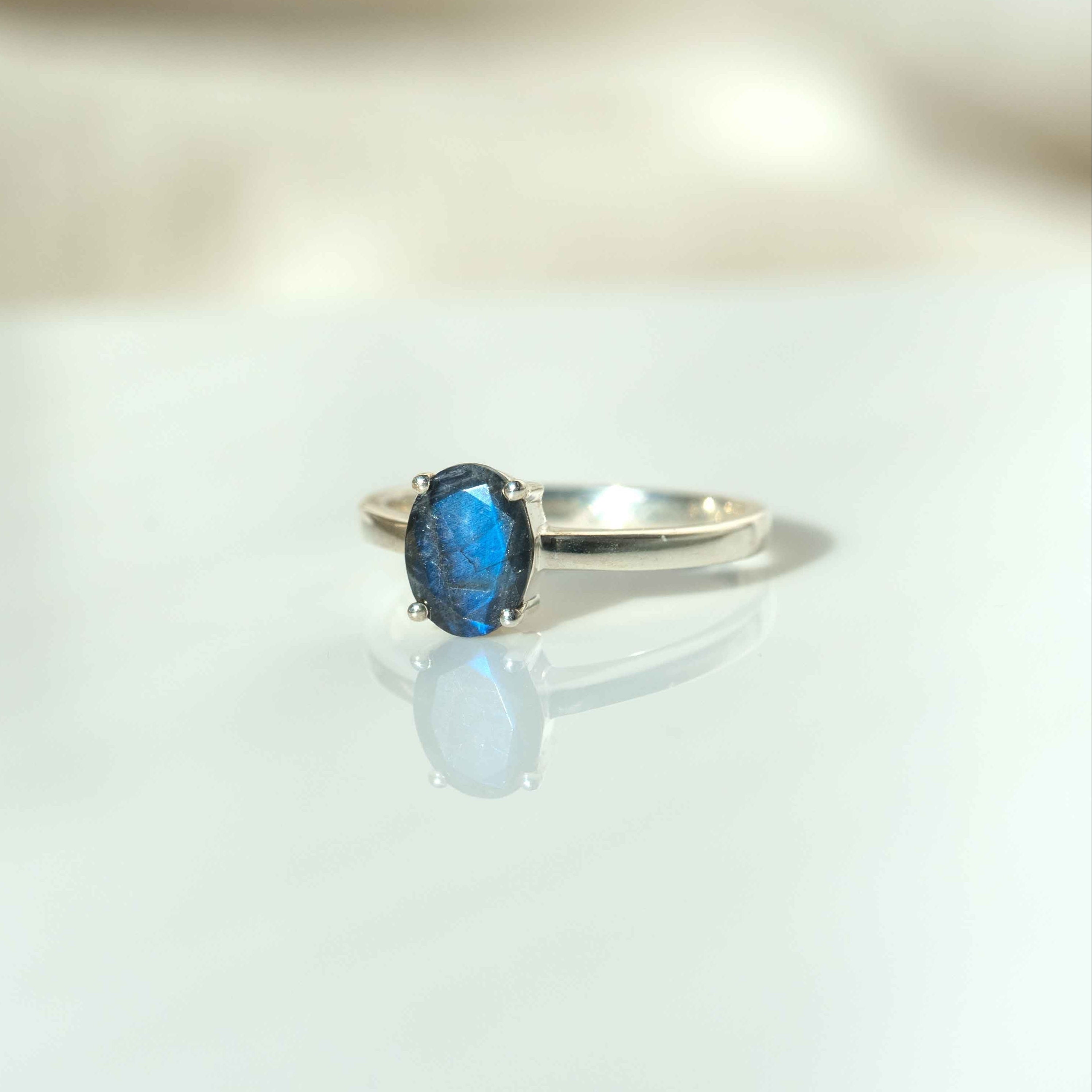 Labradorite Sterling Silver Stacking Gemstone Birthstone Ring