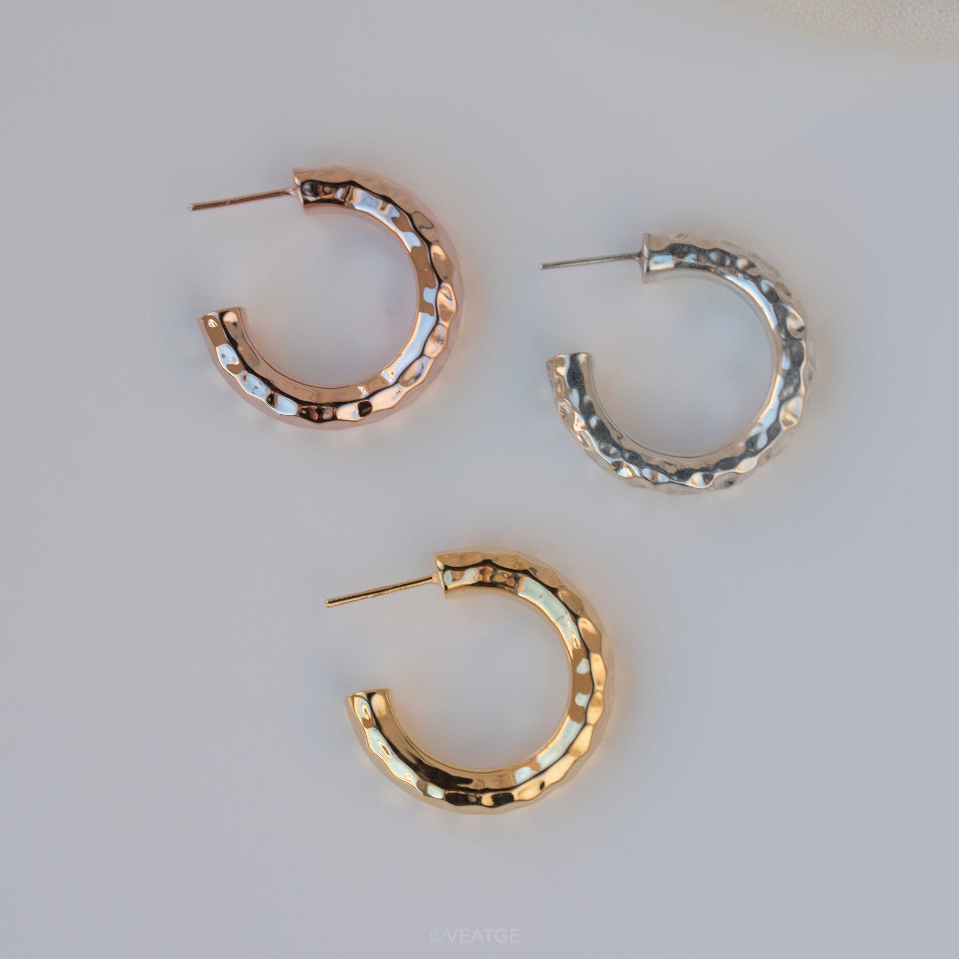Sterling Silver and gold large medium handmade chunky large unique hoop earrings for women classic and timeless