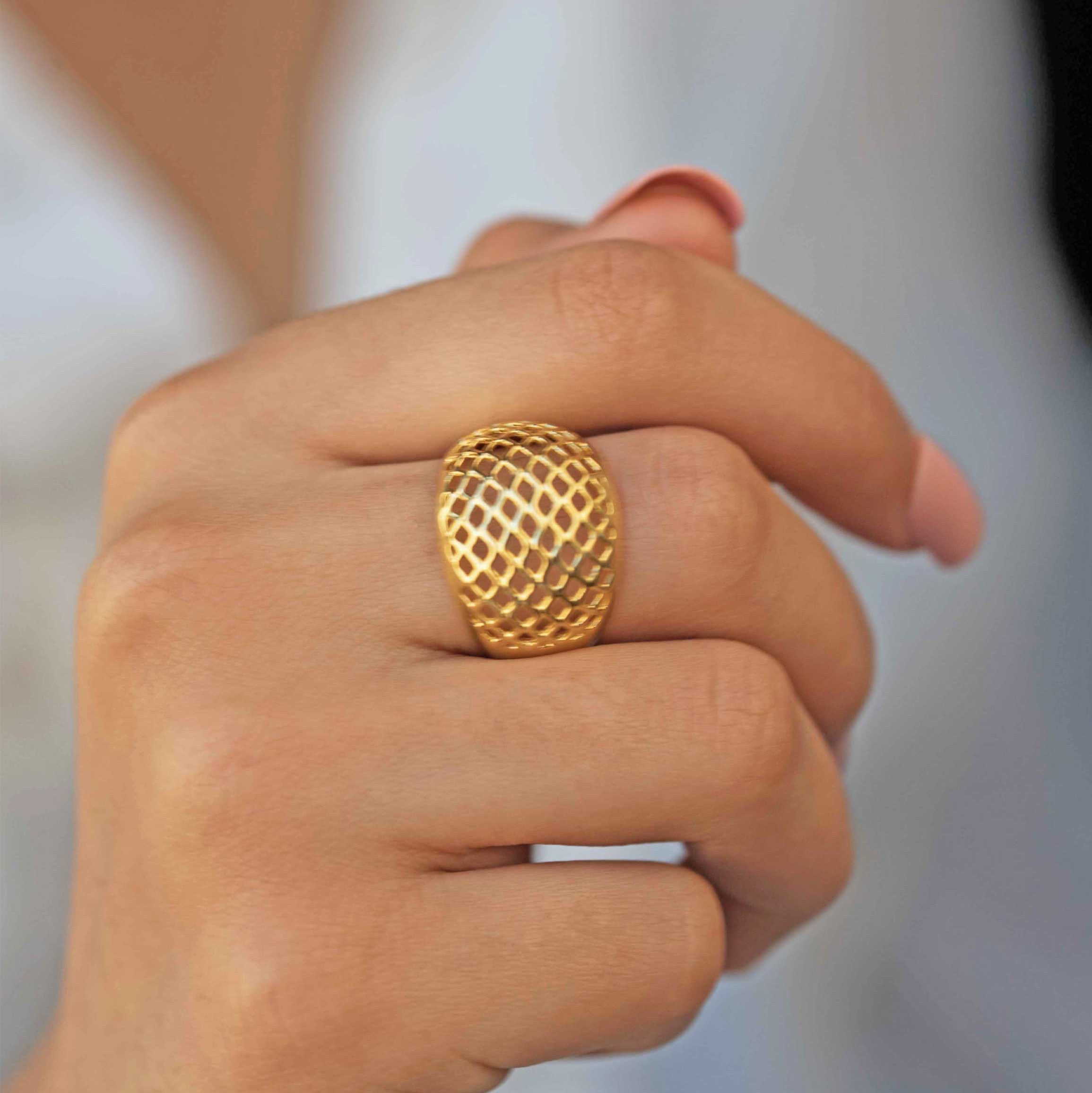Statement Chunky Gold Cocktail Party Dome UniqueRing