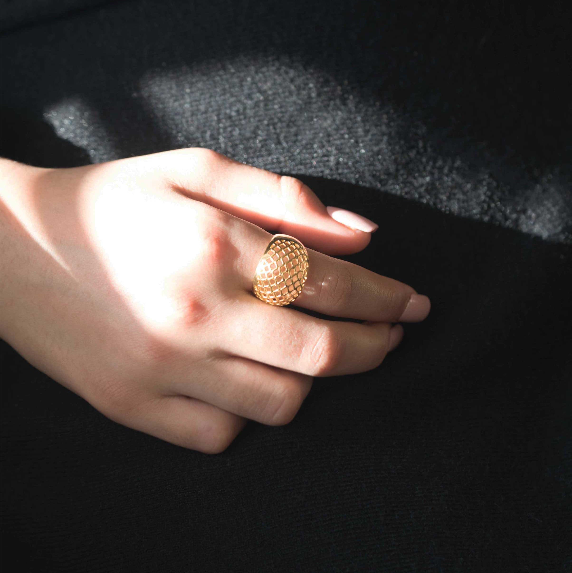 Statement Chunky Gold Cocktail Party Dome UniqueRing