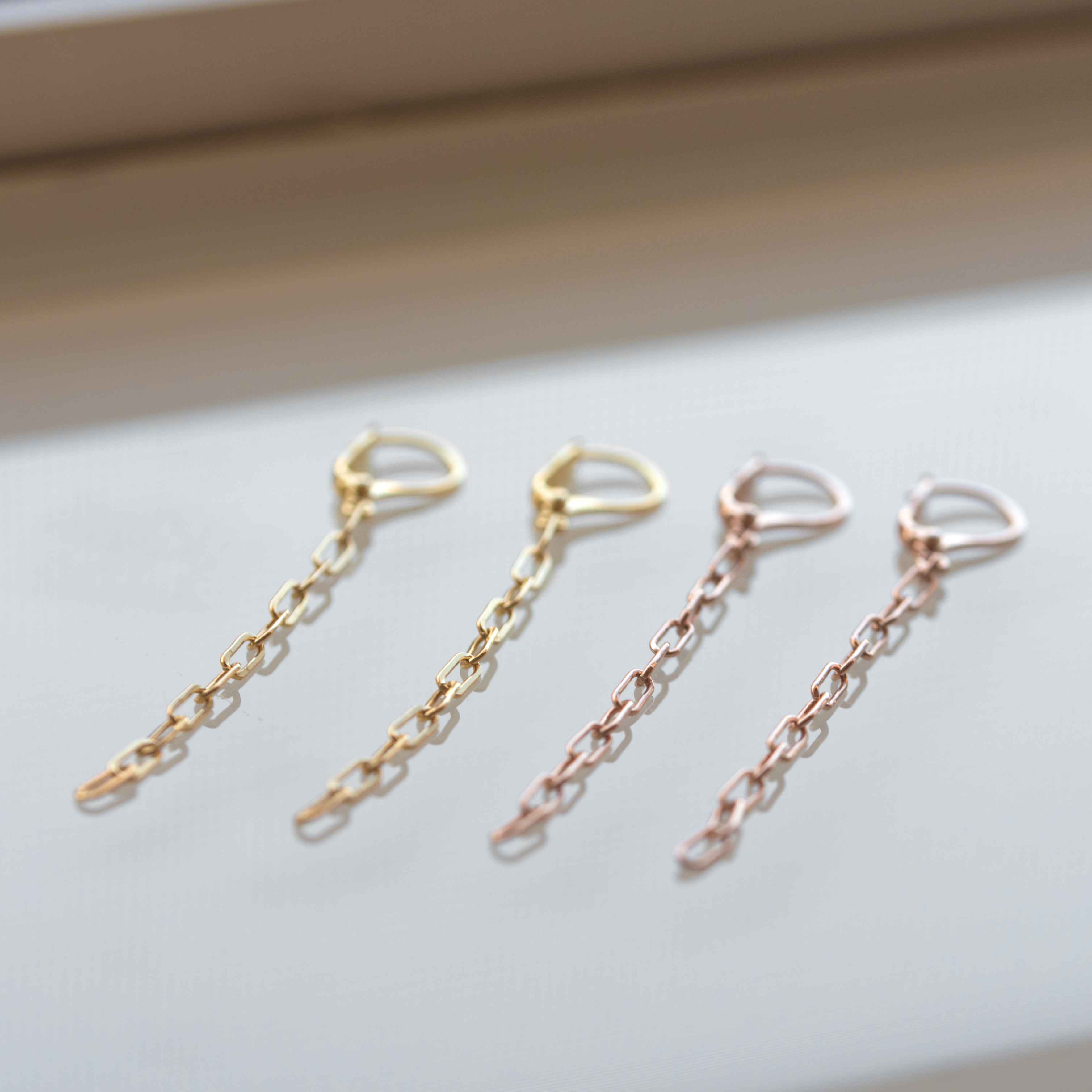 link chain earrings minimalist threaders gold 